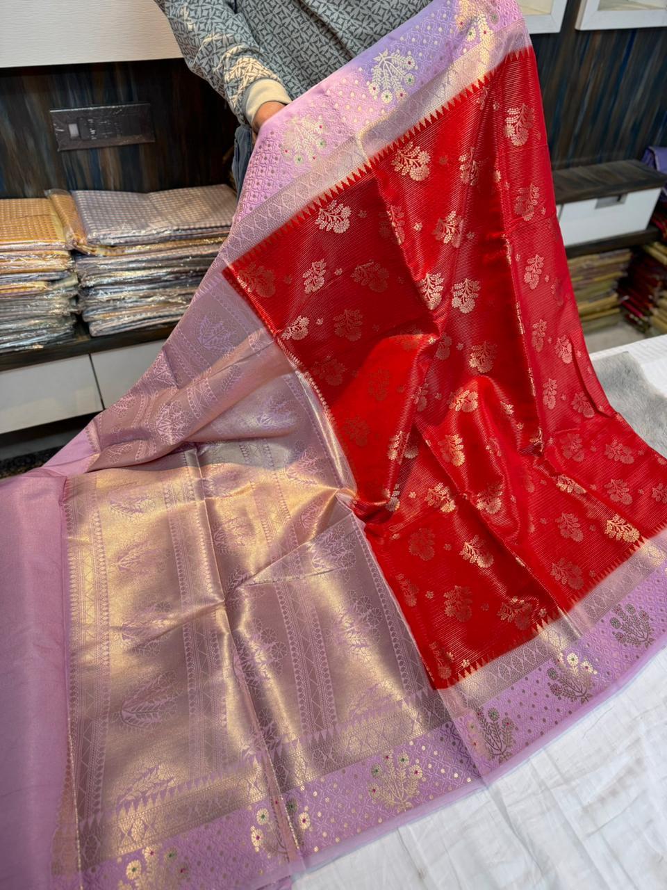 Premium Banarasi Green Mango Silk Sarees