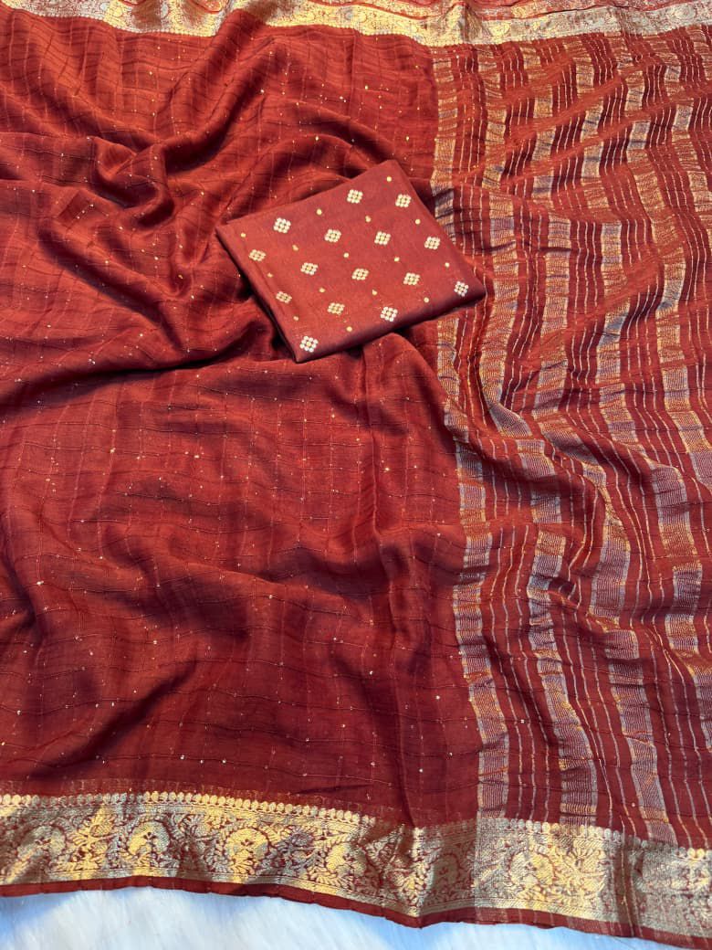 Pure Viscose Georgette Saree with sequence work