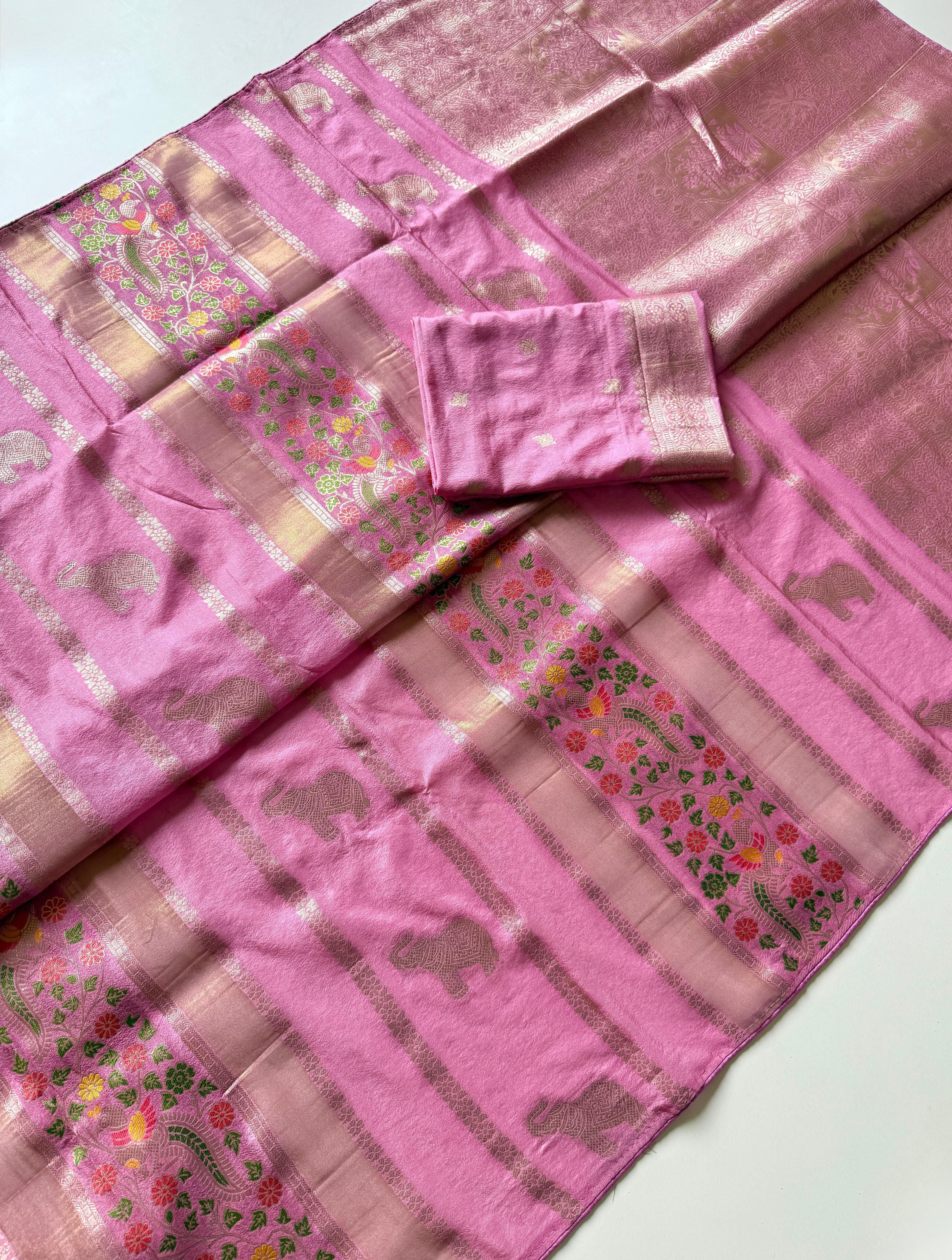Pure Chinya Tisu Simmar Viscose Khaddi Crepe Georgette Sarees