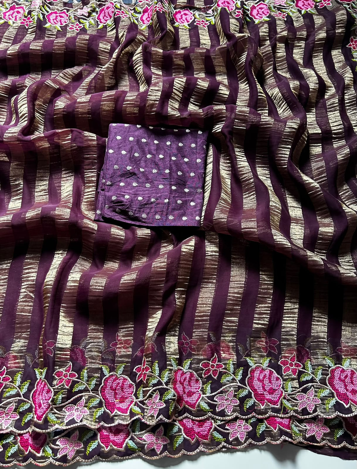 Pure Viscose Georgette stripes saree