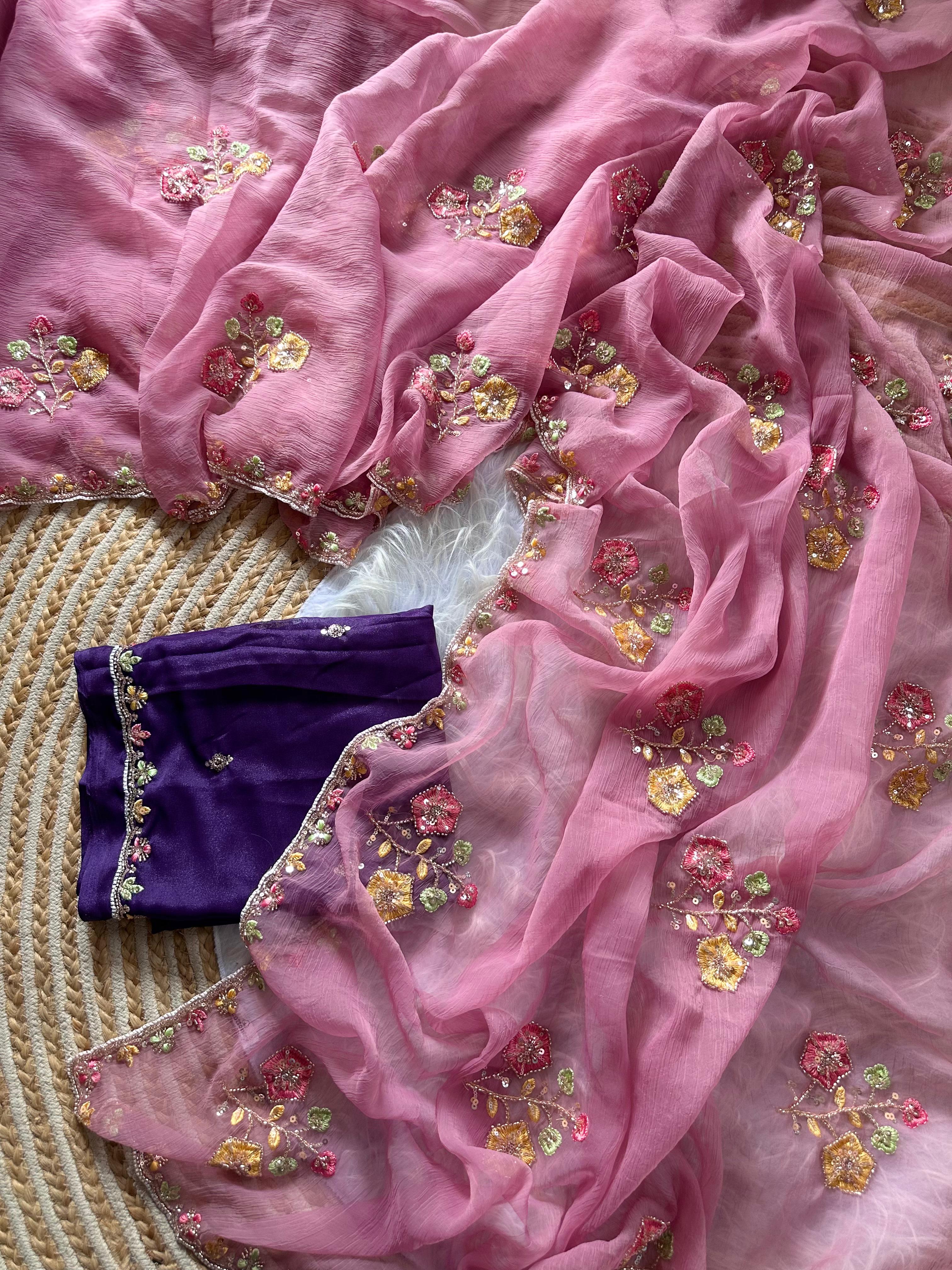 Pure Soft Wari Work Chiffon Silk Sarees