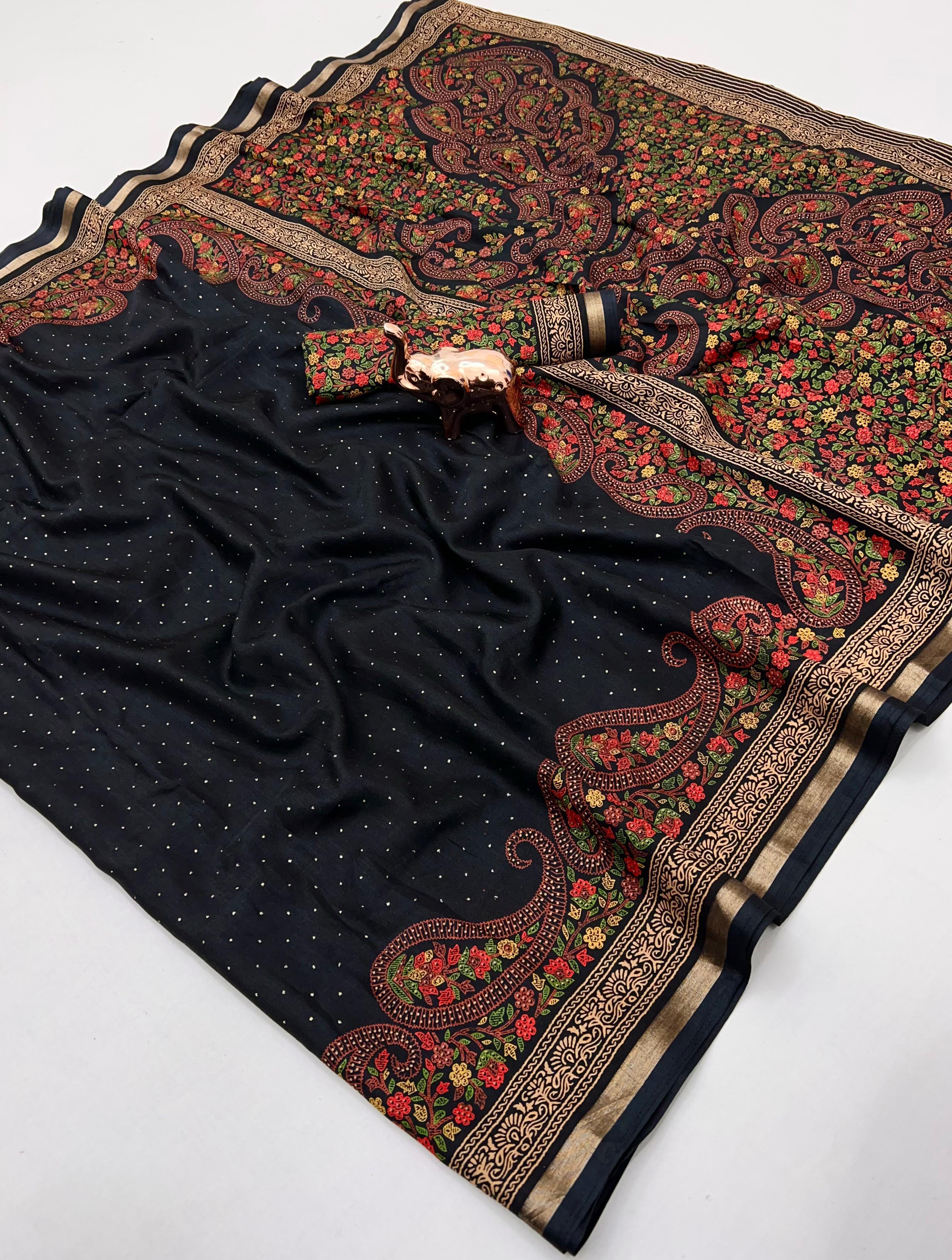 Pure Soft Tusser Saree with kashmiri motifs
