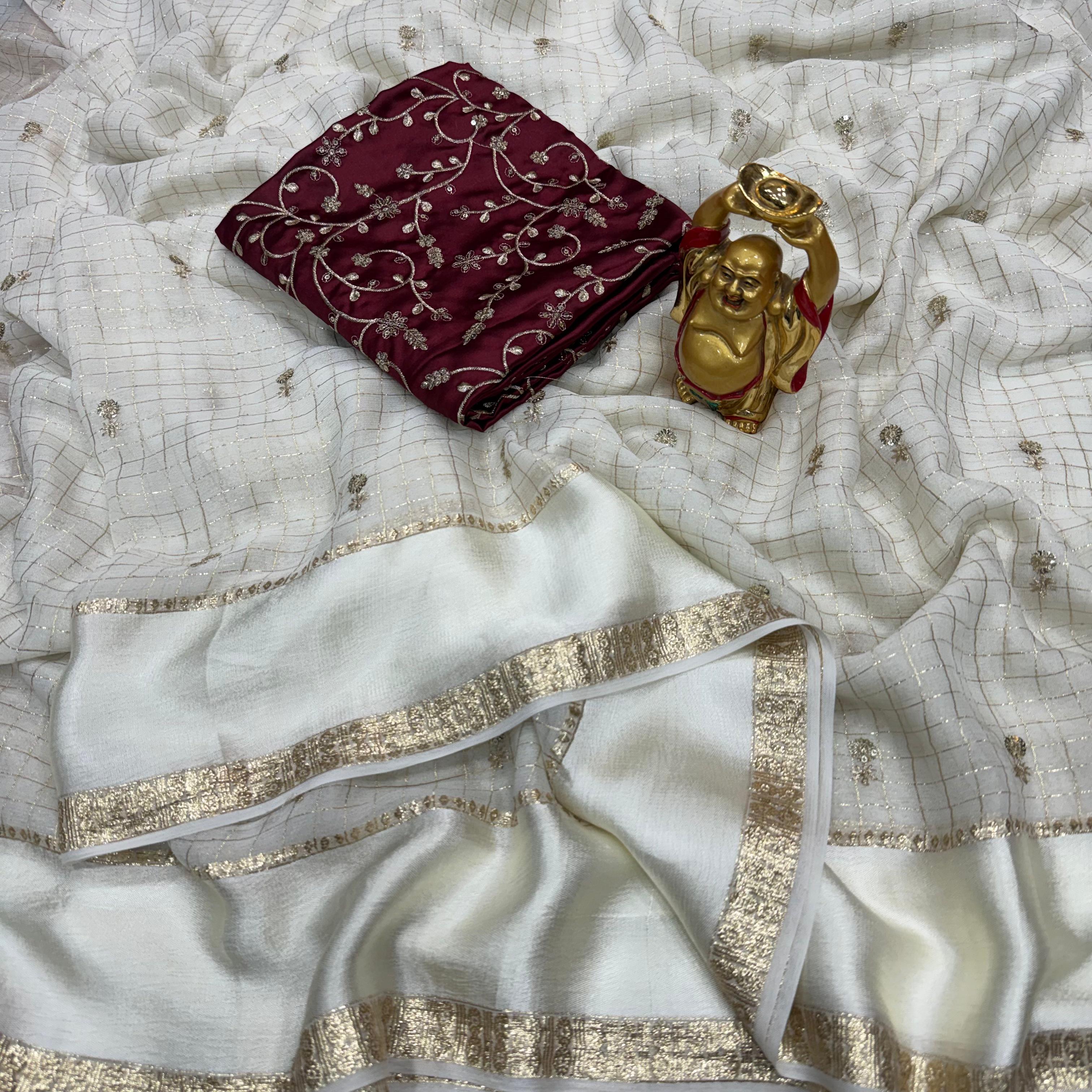 Viscose Georgette Saree With Designer Blouse