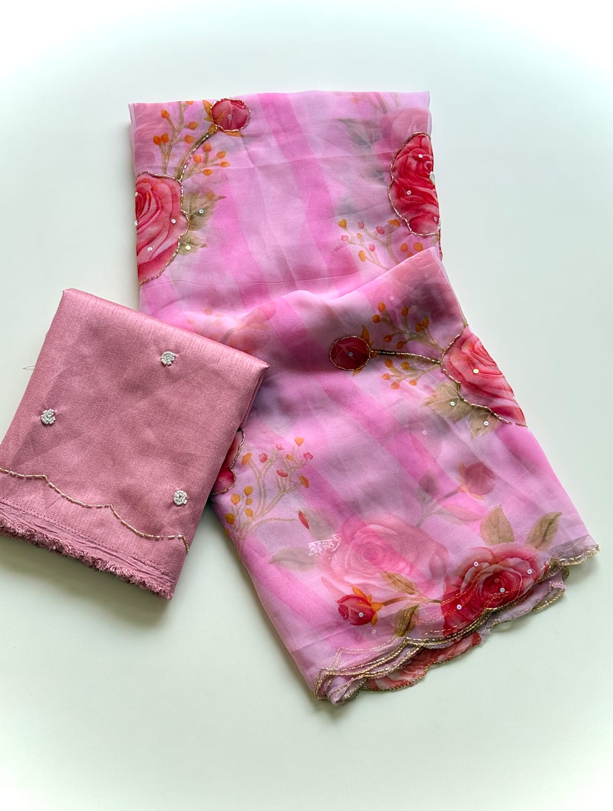 Soft georgette with cutdana work