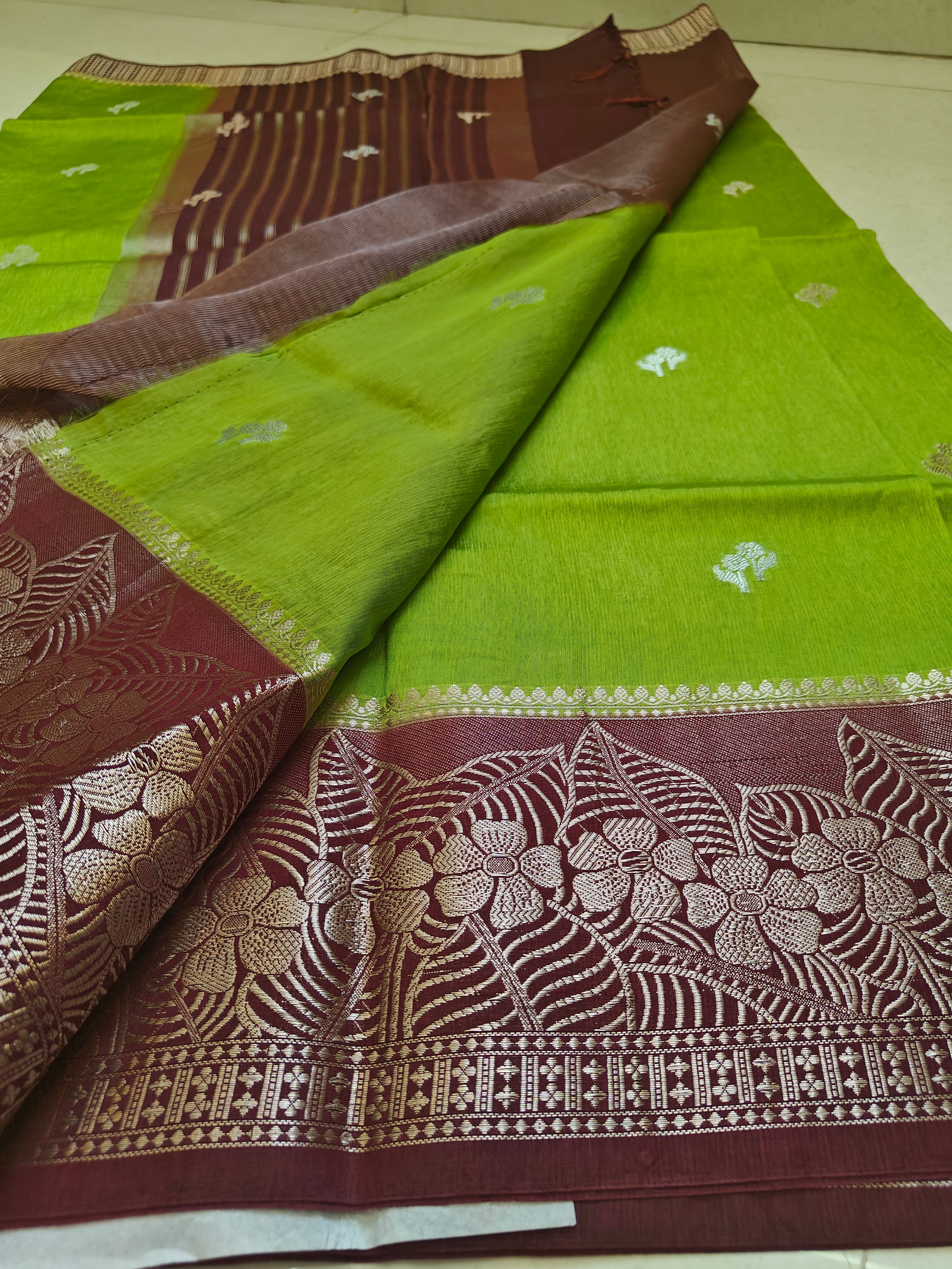 Premium Banarasi Green Mango Sarees