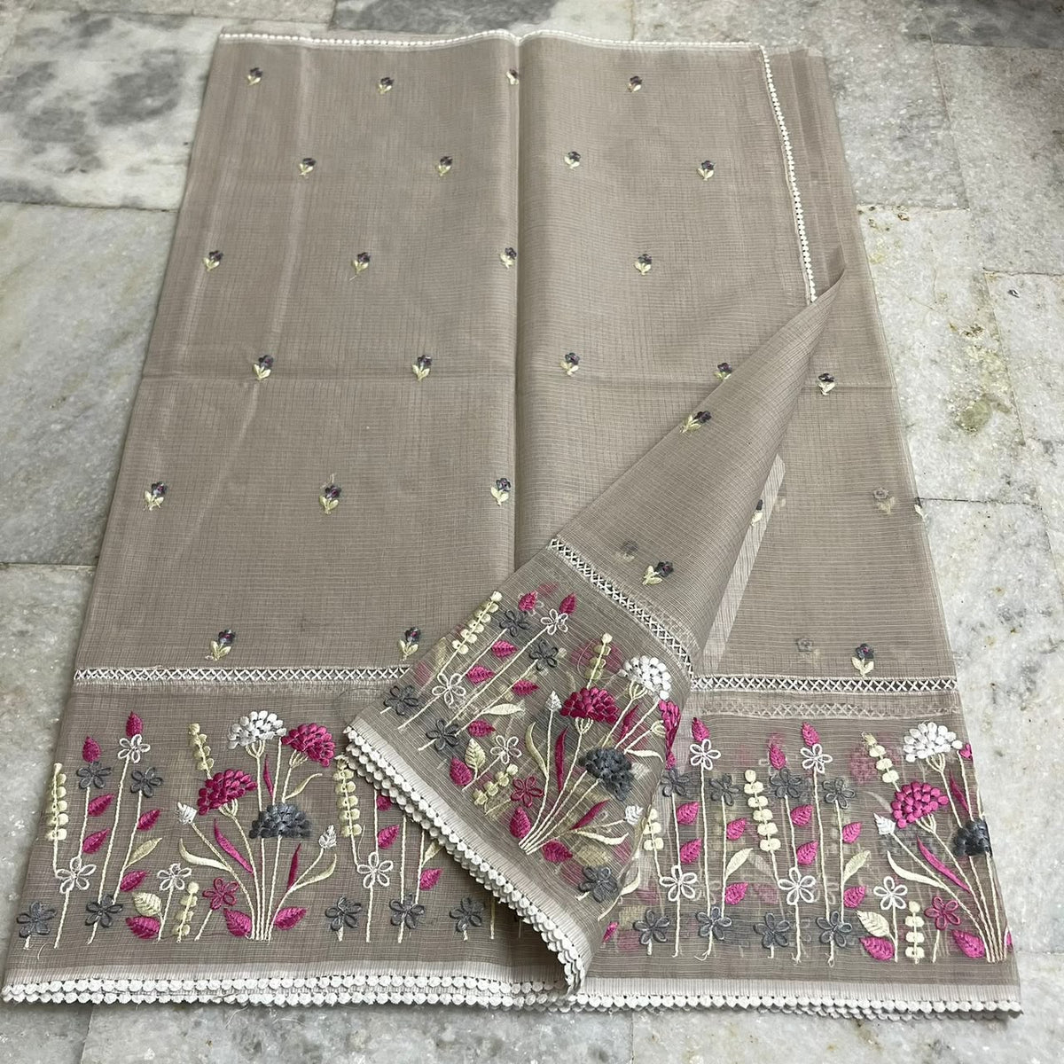 Kota soft cotton with crochet lace work