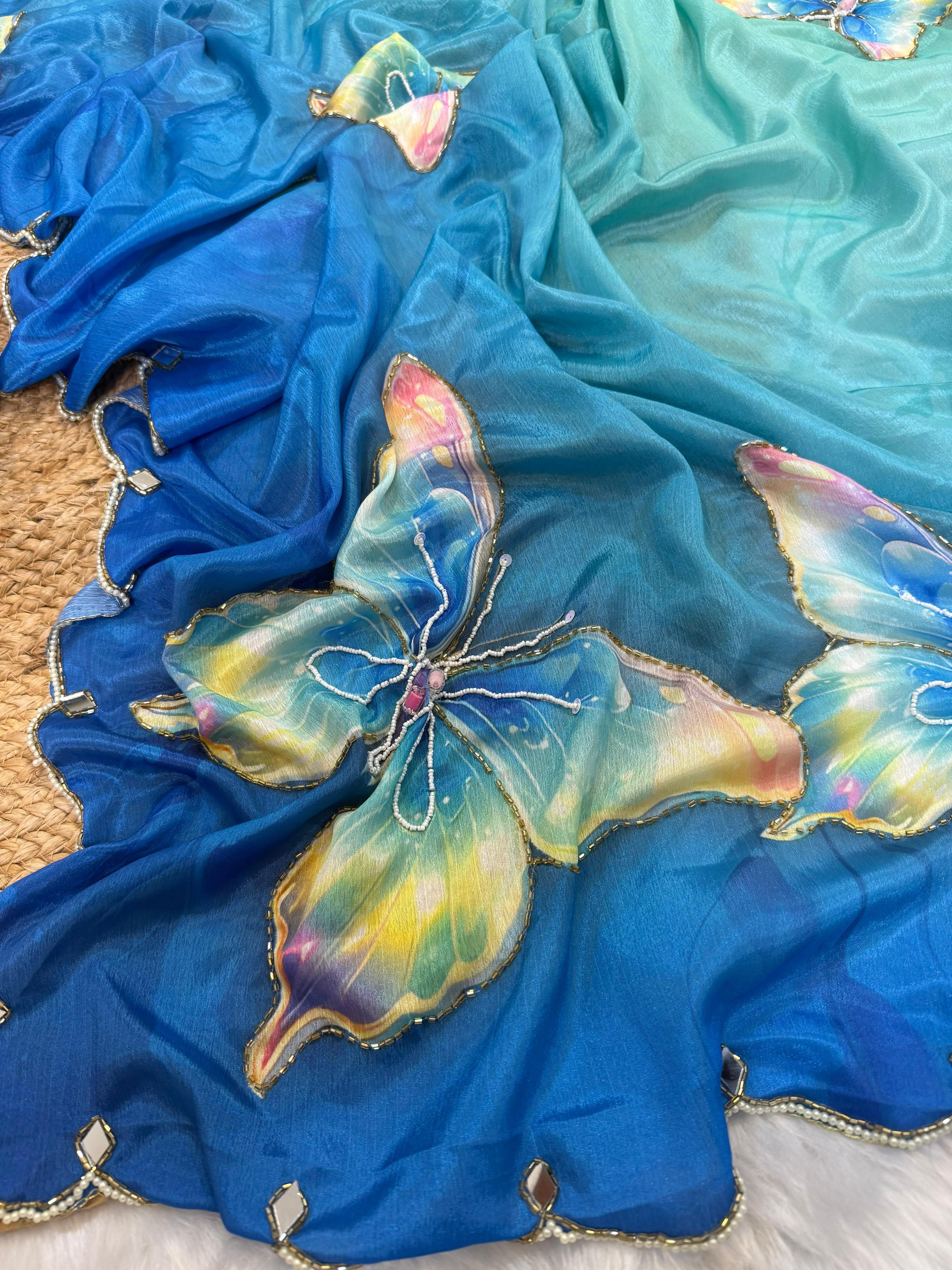 Butterfly Design Rasmalai Silk Sarees