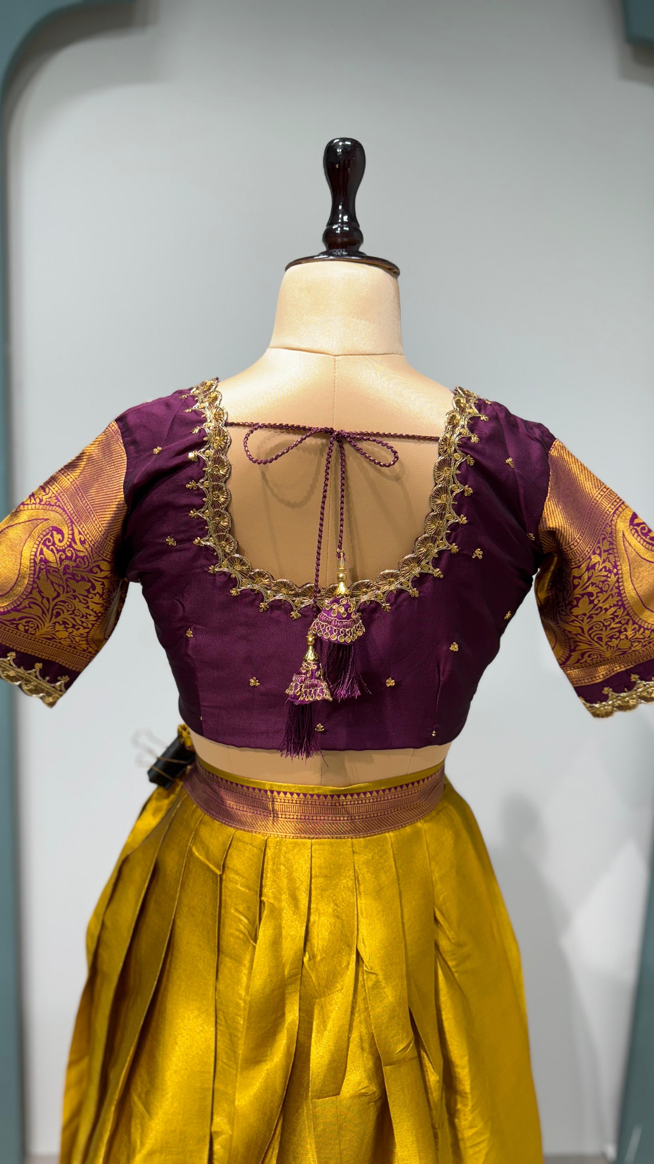 Pure Kanjivaram Silk Full Stitched Lehenga With Designer Maggam work