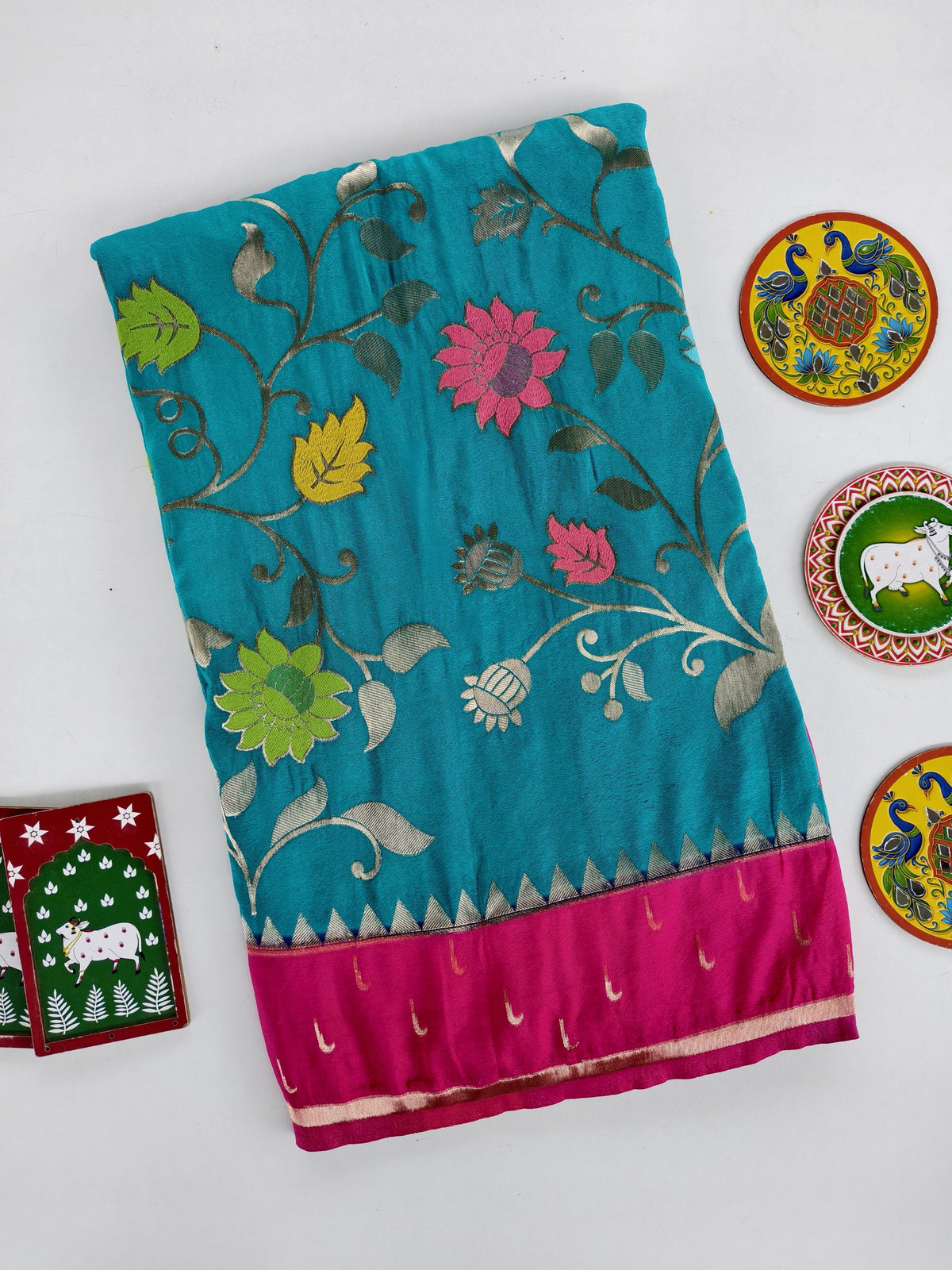 Viscose meenakari sarees