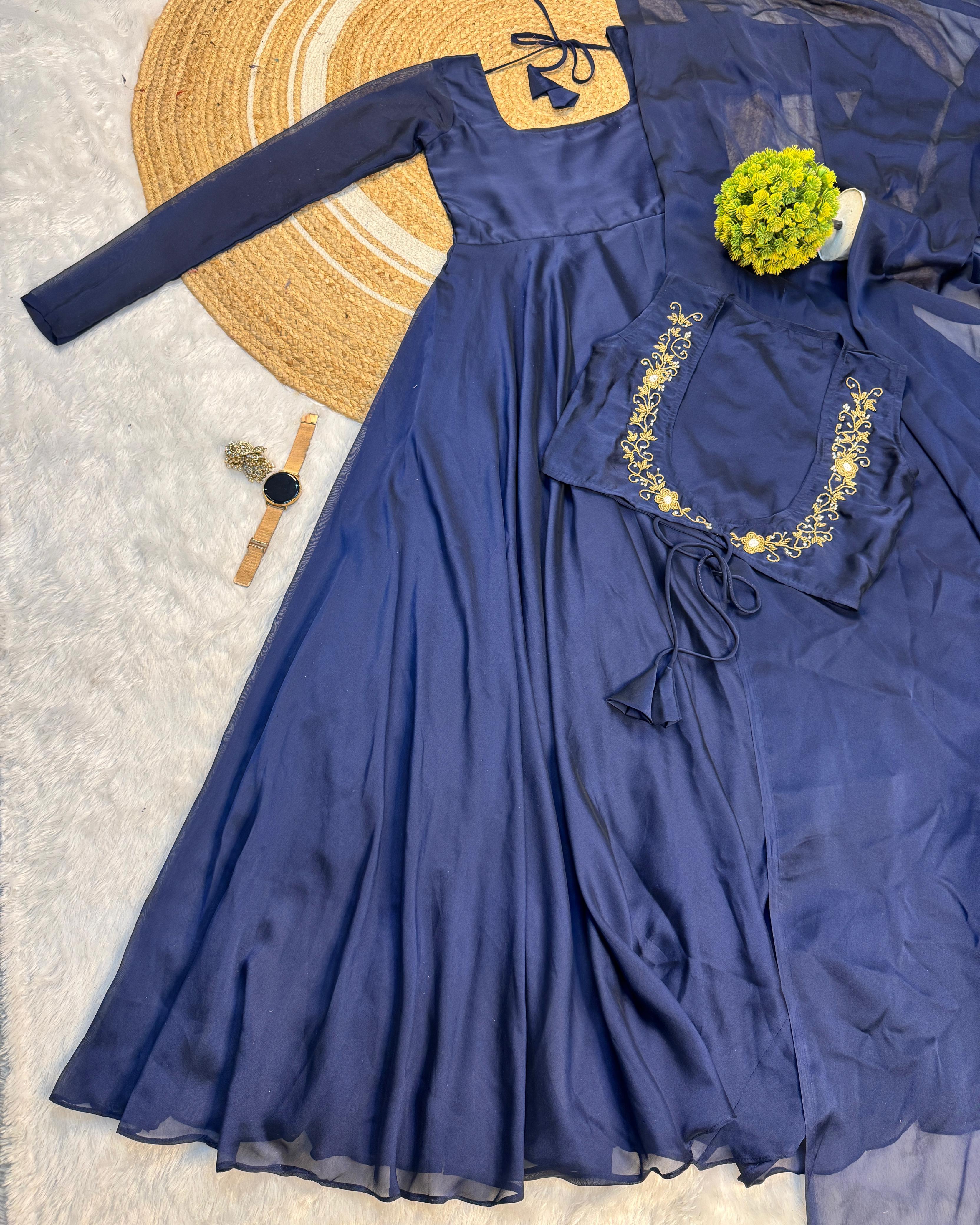 Premium Rangoli Silk Gown Wear in 3 Styles