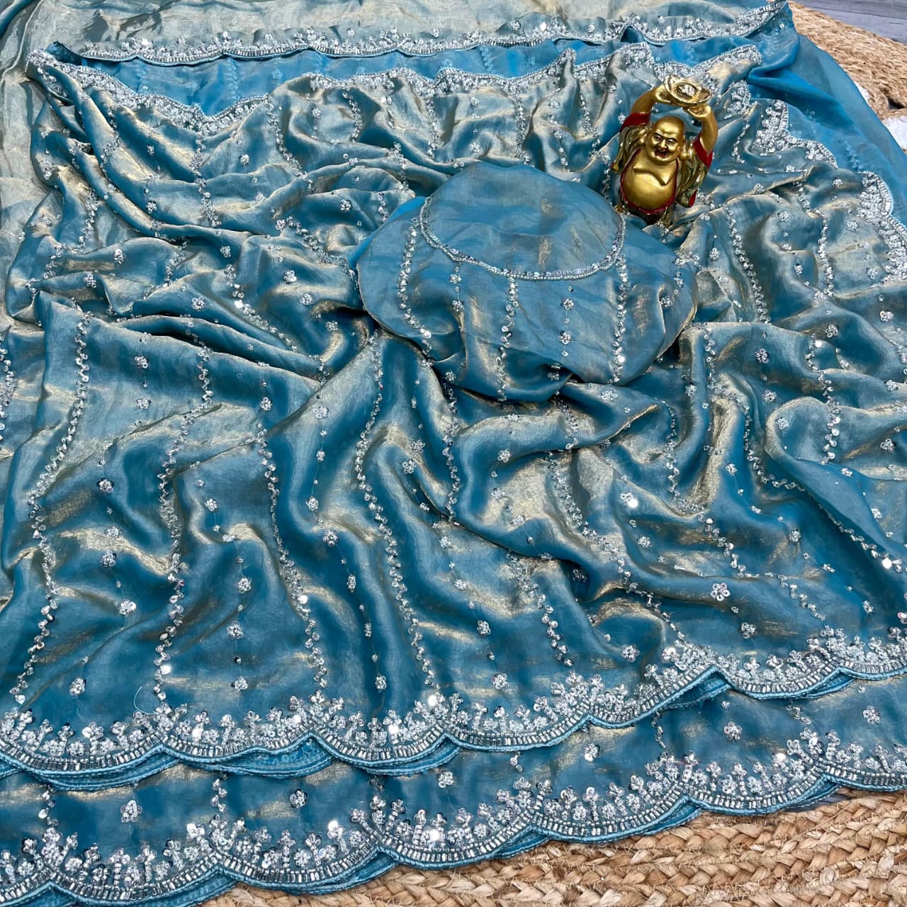 Space Silk Saree with Premium Beads Handwork