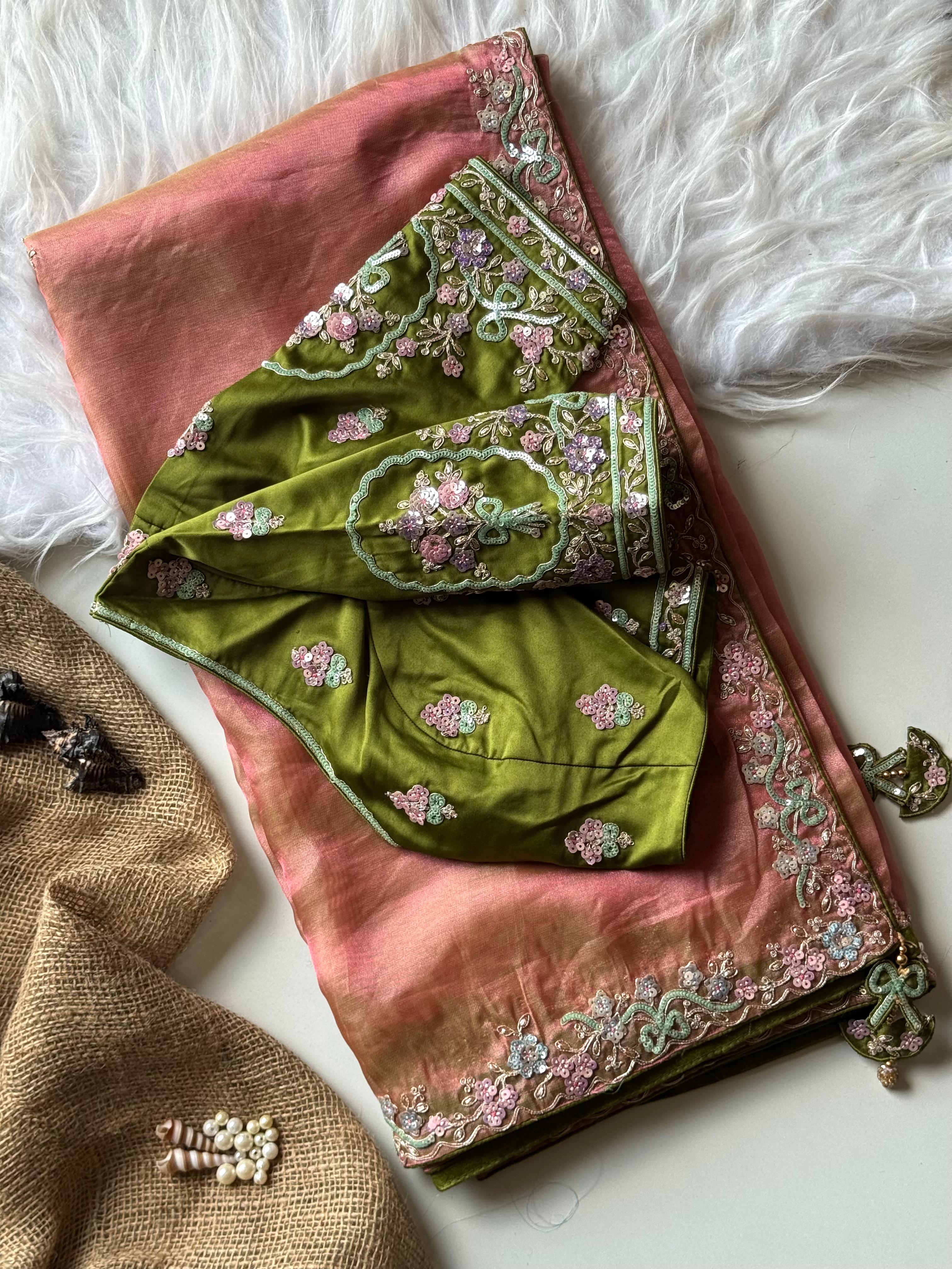 Premium Tissue Silk Saree with Stitched Blouse