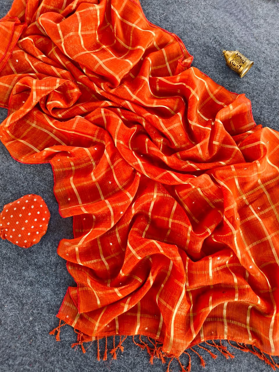 Pure chiffon chex saree