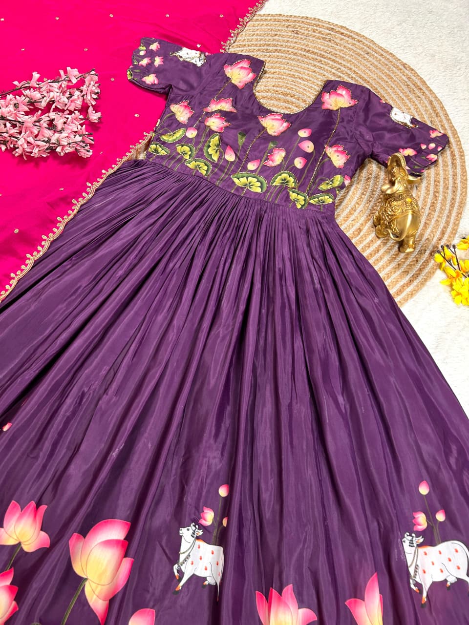 Lotus Design Gown with Duppata