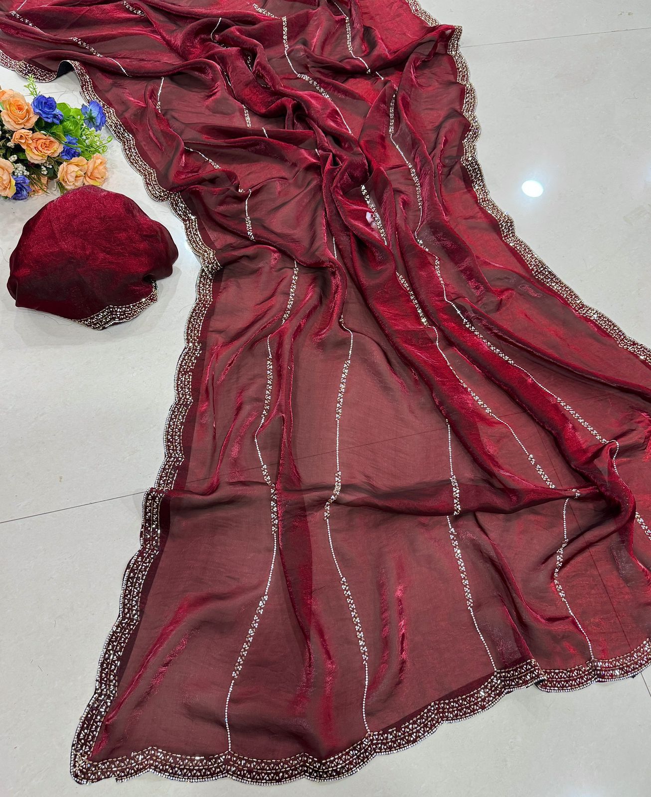 Trendy Space Sattin Silk Saree