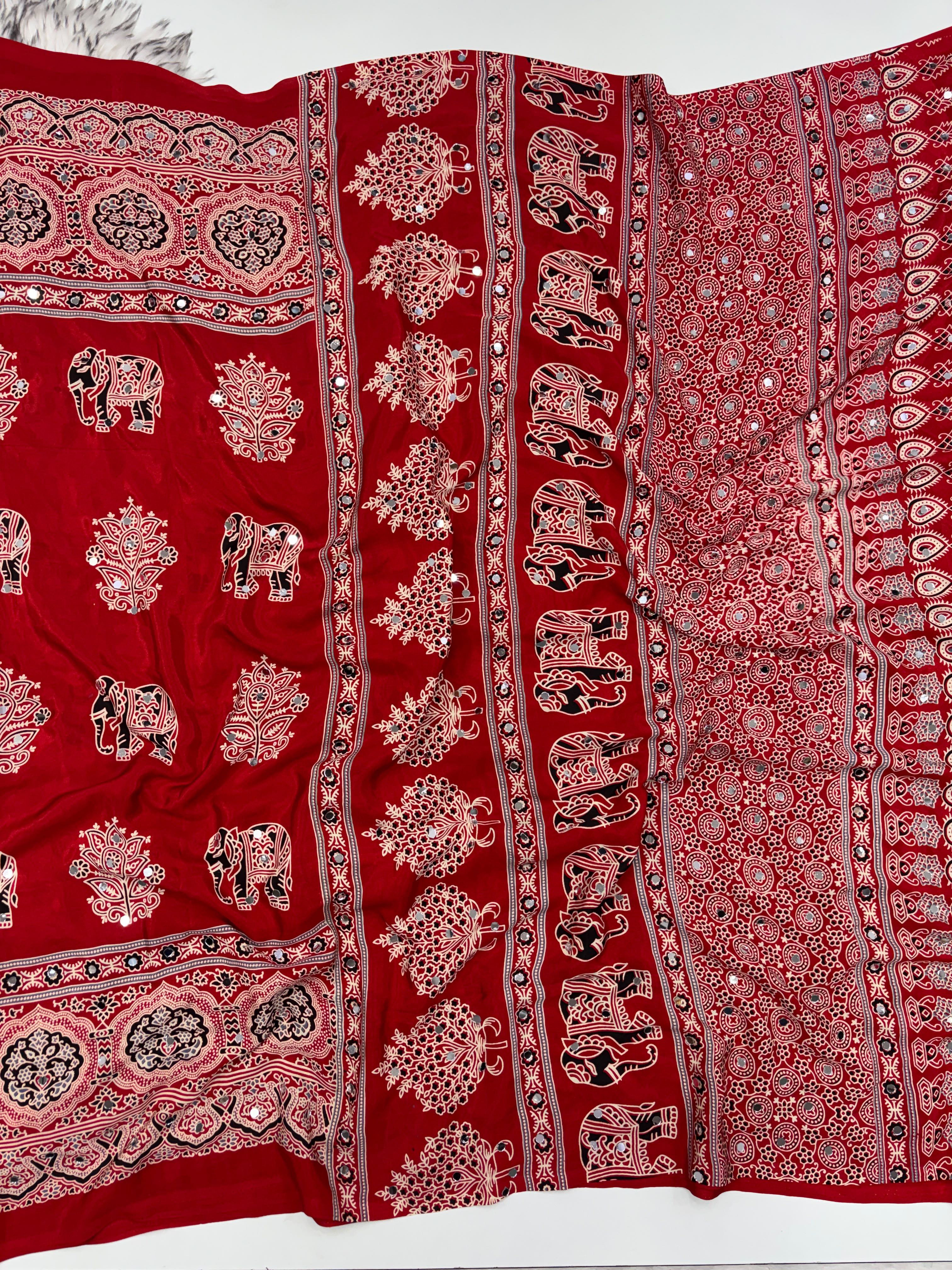 Ajrakh Mirror Work Sarees