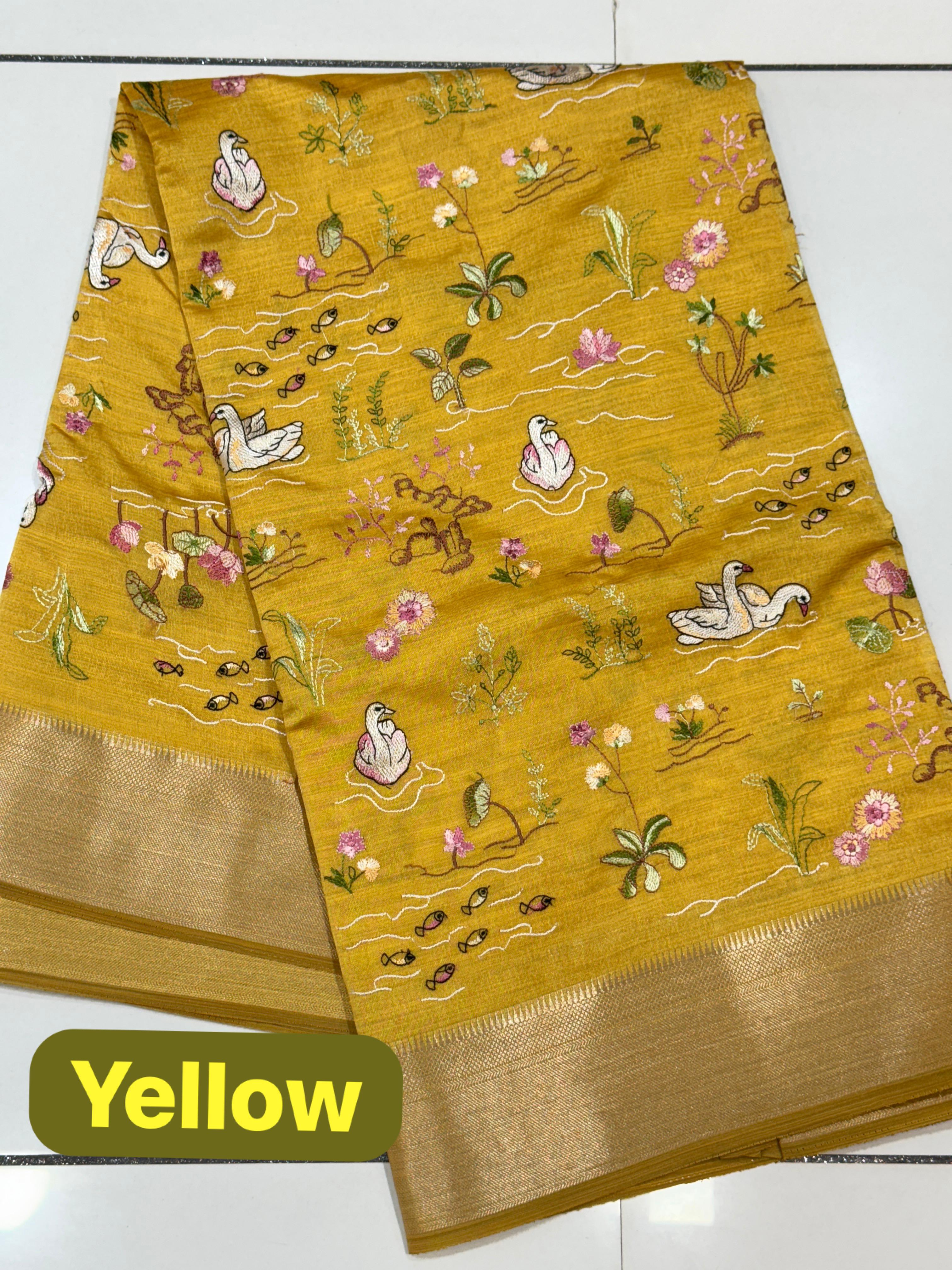 Cotton Silk sarees with all over embroidery