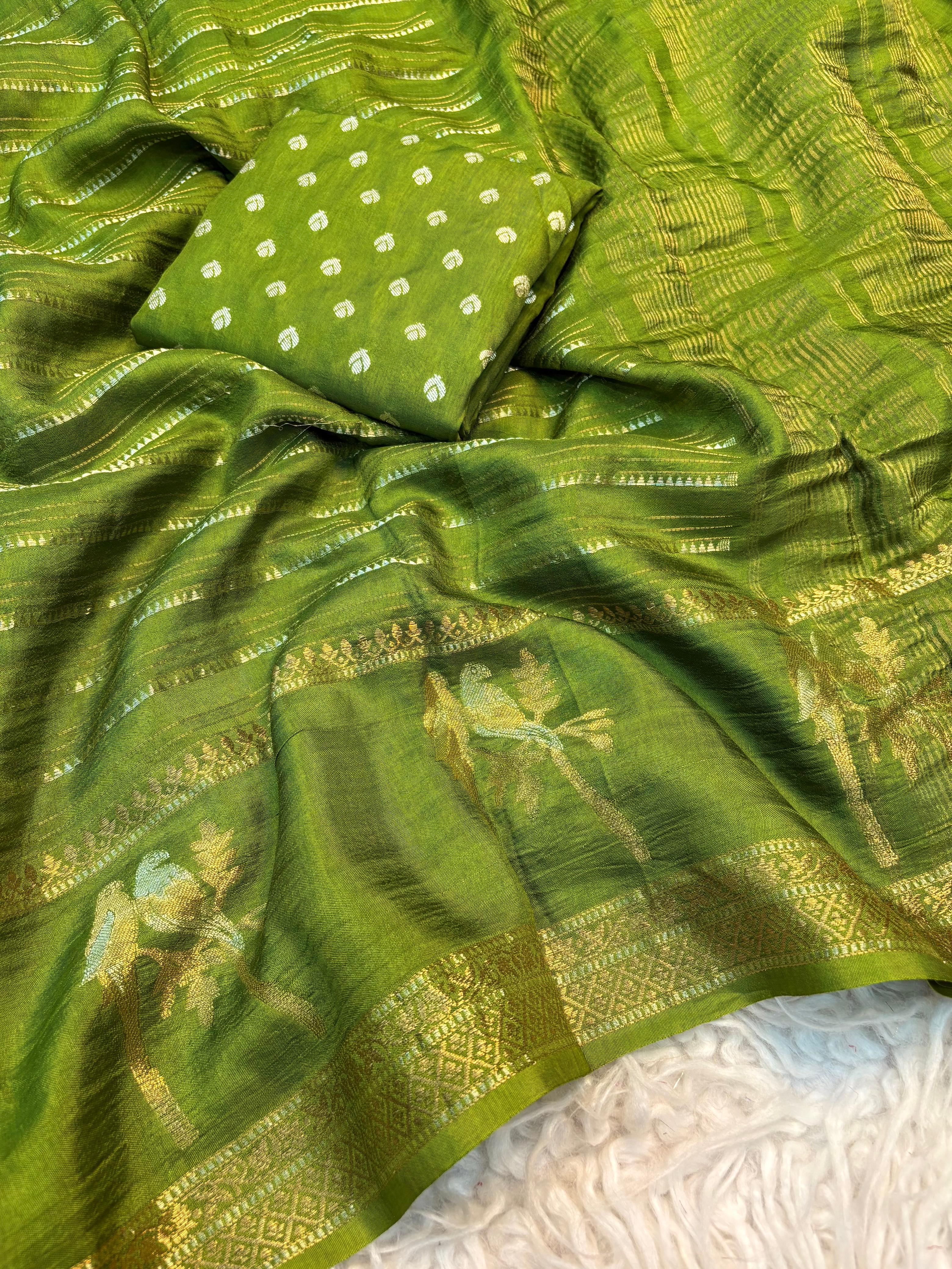Beautiful Double Sparrow Design in Pure Viscose Russian Dola