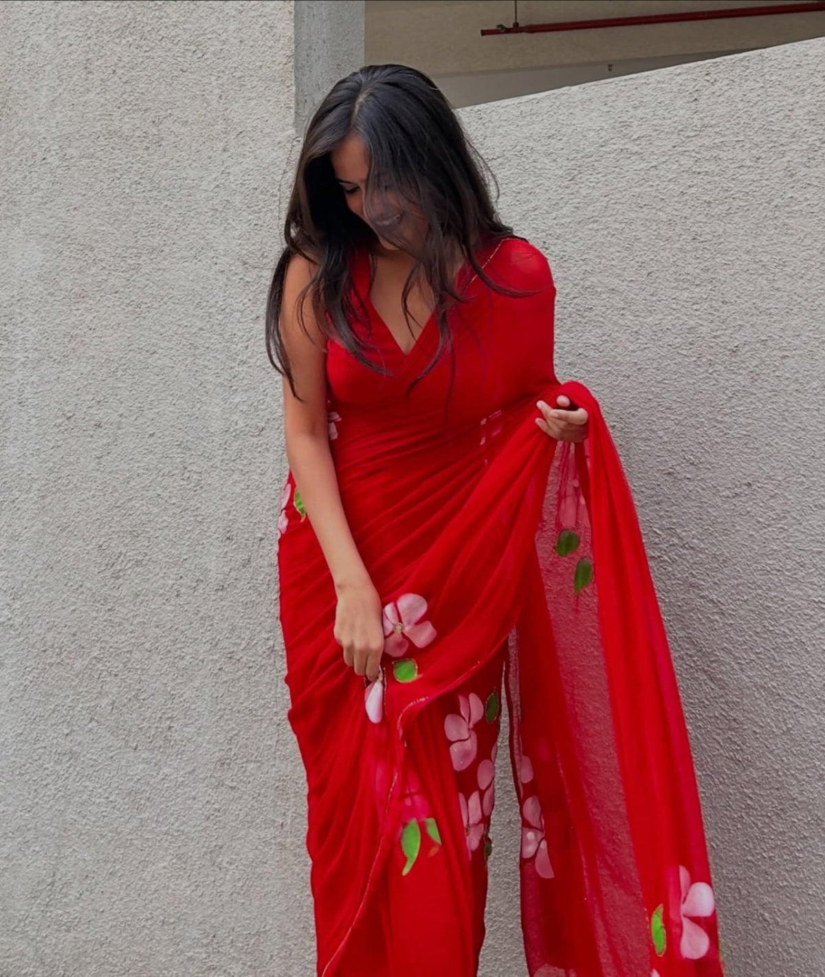 Pure chiffon Handwork Sarees
