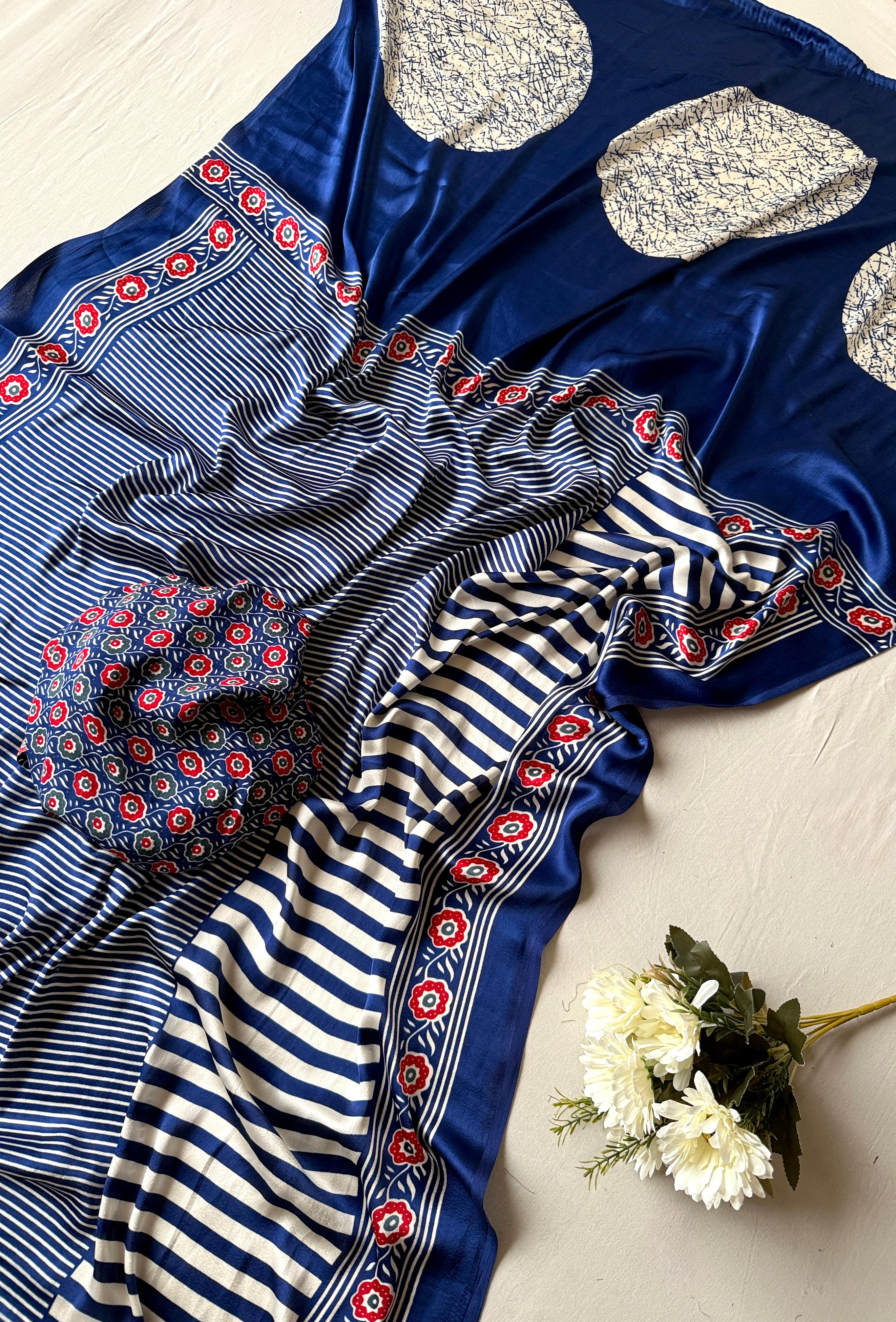 Sattin Crepe Silk Fabric Sarees