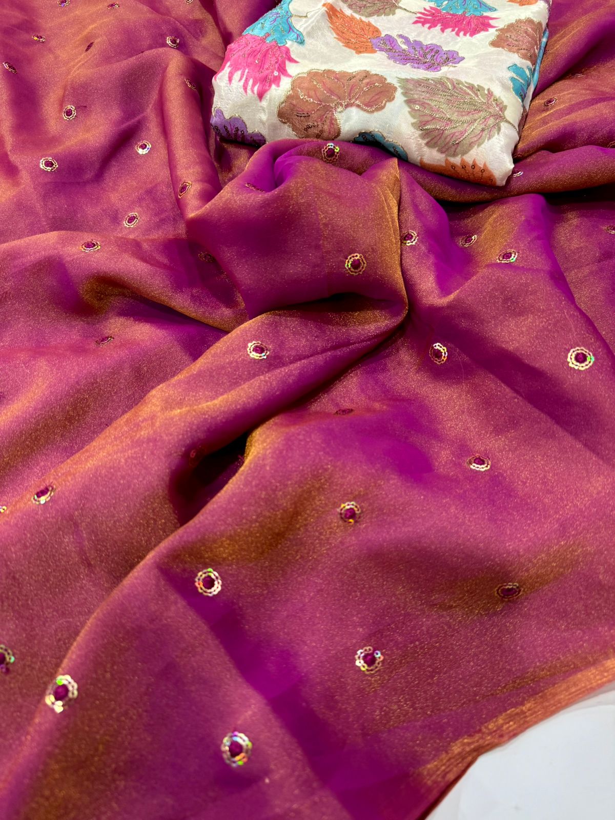 Space Silk Sarees with Sequence Work