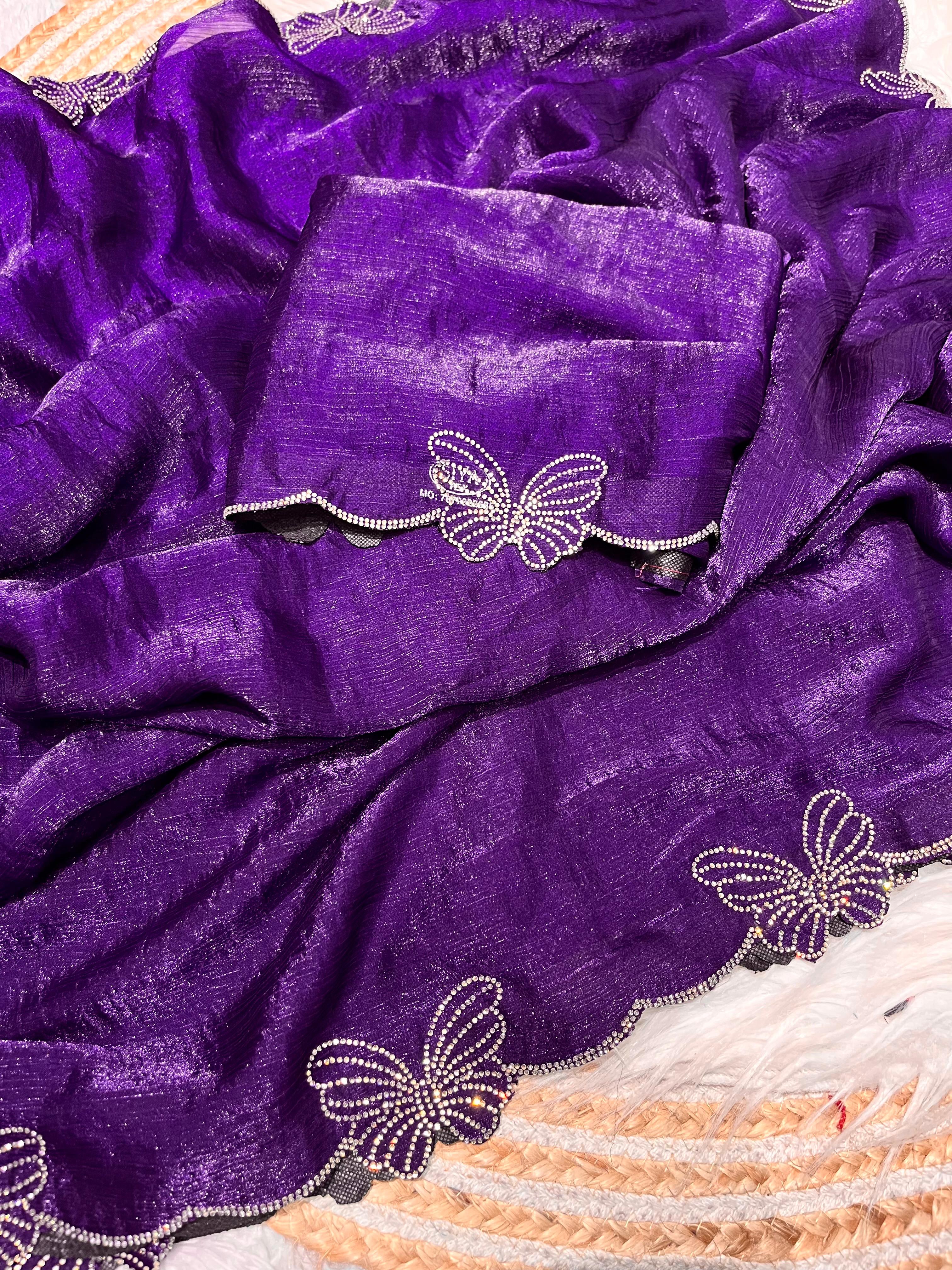 Soft Chiffon Sarees with Beautiful Jarkhan & Siroski Work