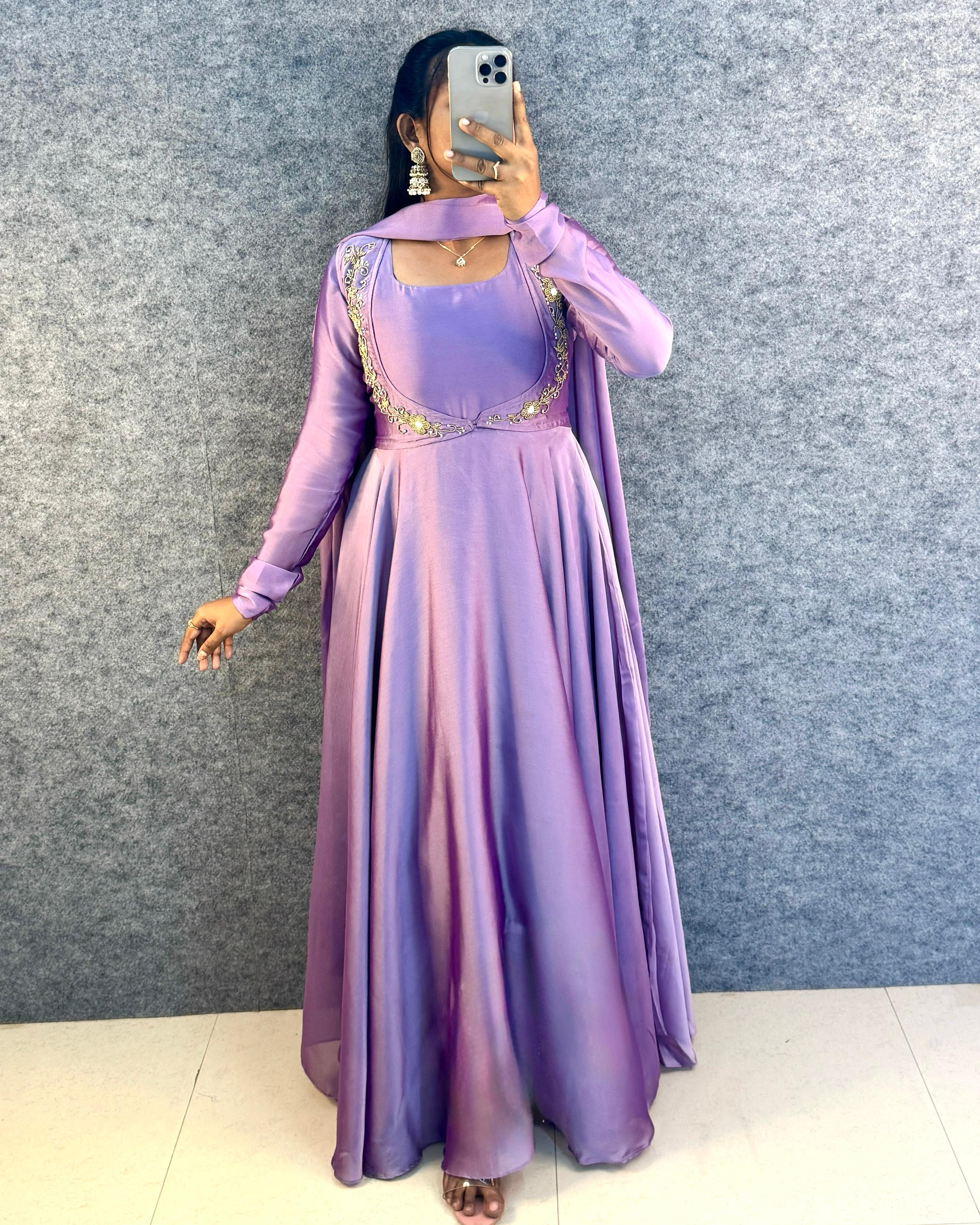 Premium Rangoli Silk Gown Wear in 3 Styles