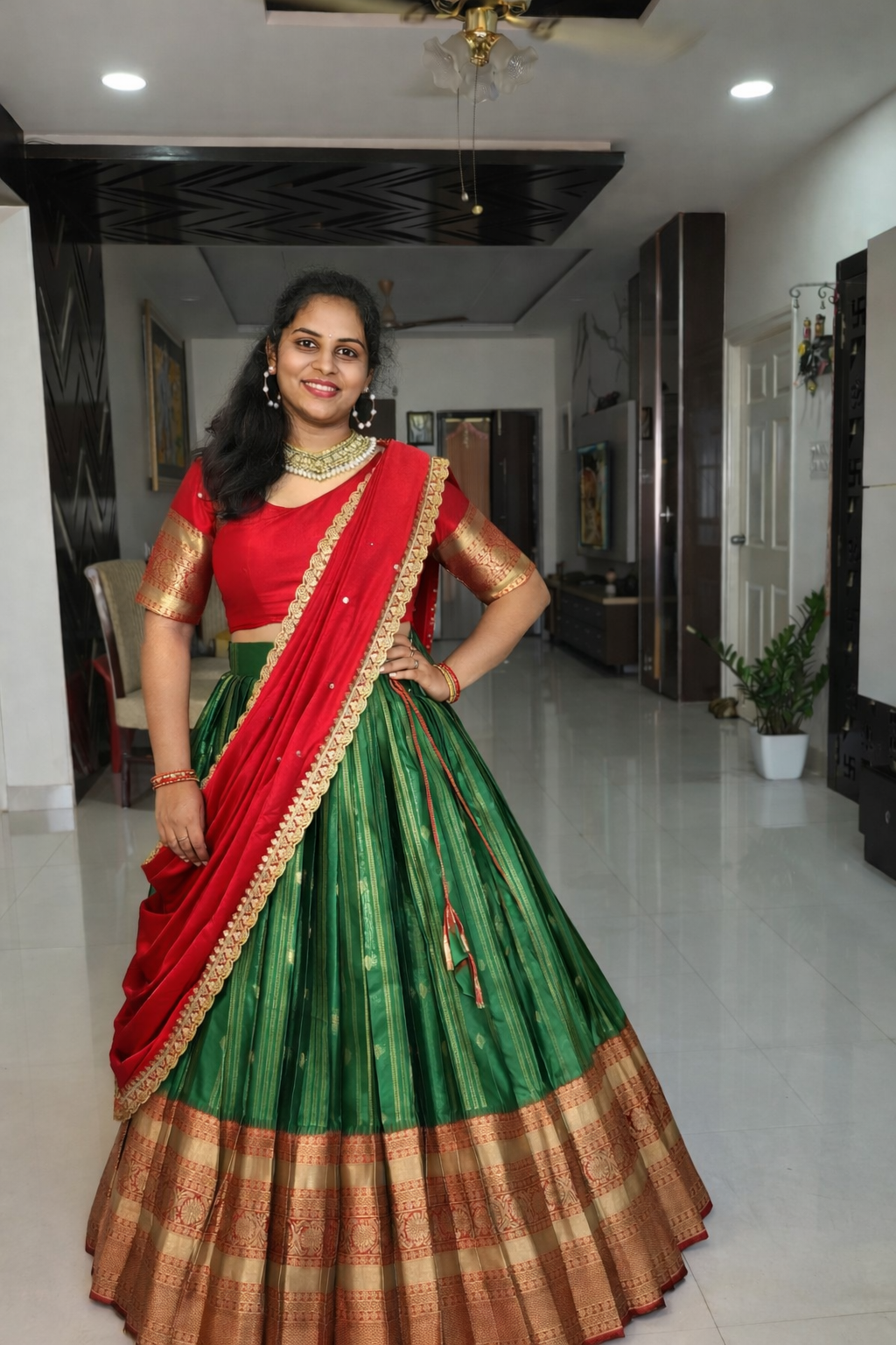 Premium Quality Fully Stitched Kanjivaram Silk Lehanga