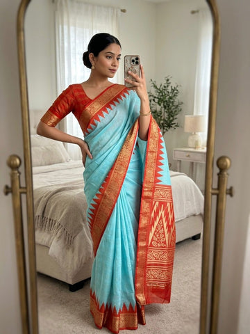 Soft Silk Sarees with Temple Border