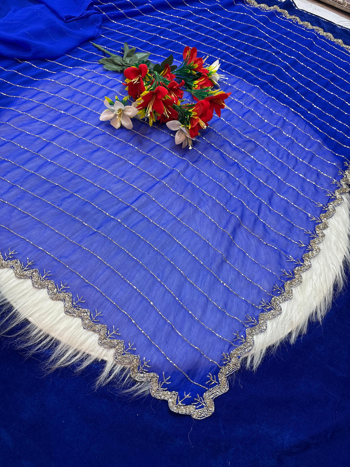 Georgette Designer Work Sarees with cutdana work