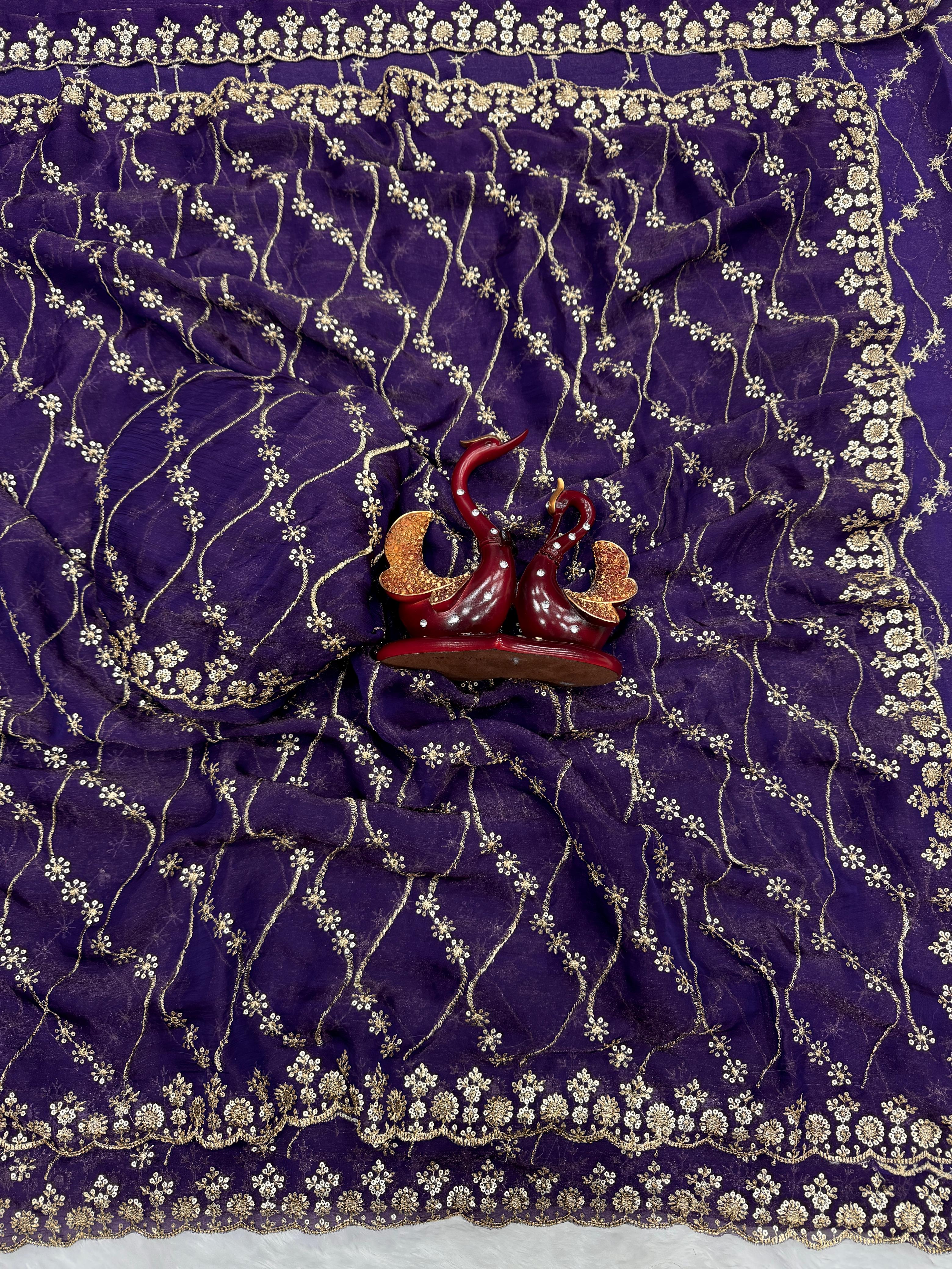 Trendy Sequence Work Space Silk Sarees