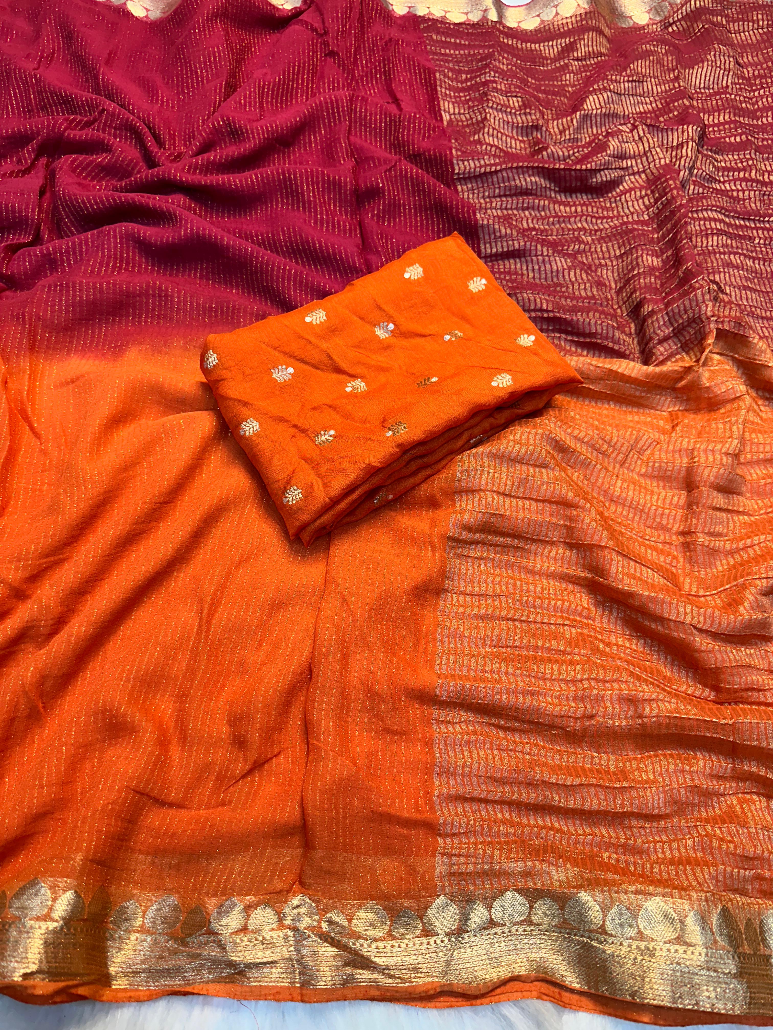 Pure Soft Viscose Weaving Jacquard Sarees with matching blouse