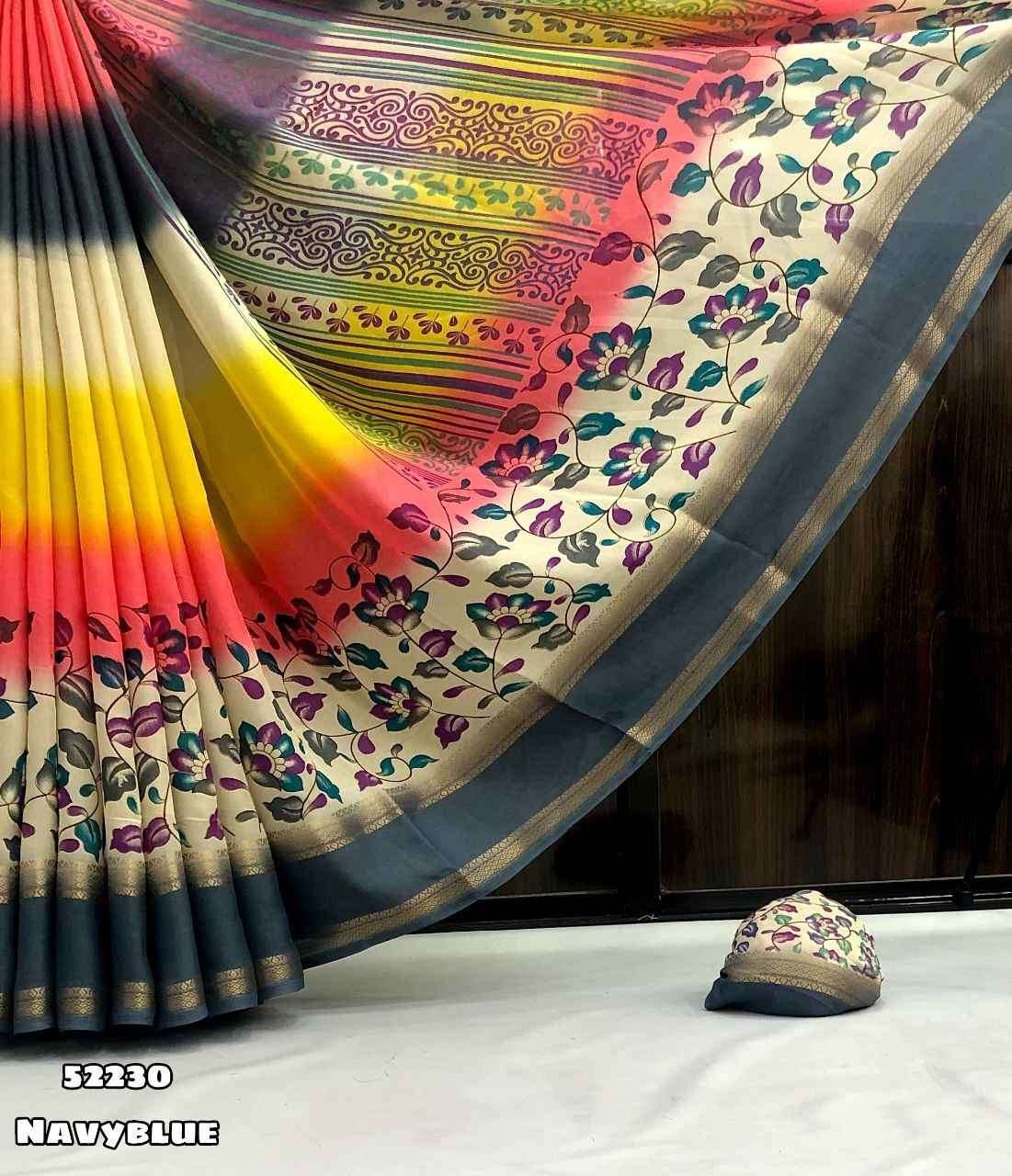 Chiffon shaded saree with floral print