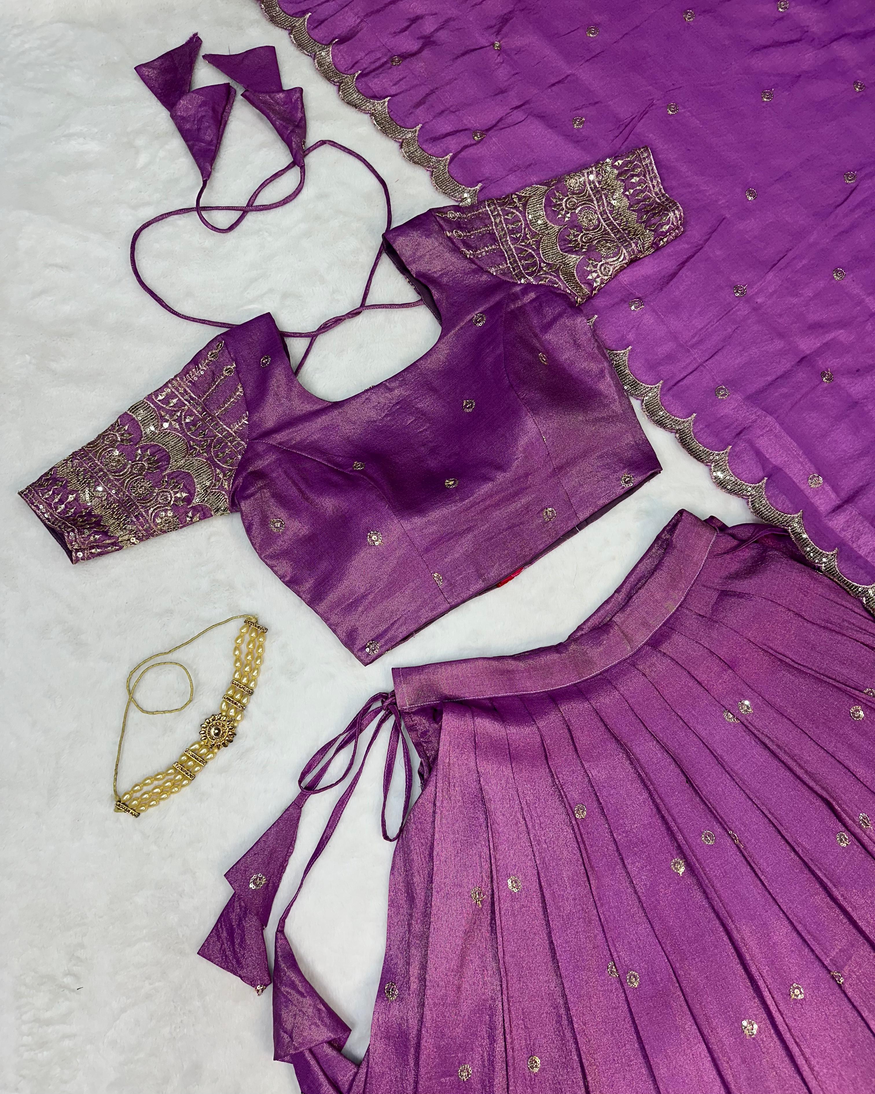 Premium Tissue Silk Lehangas