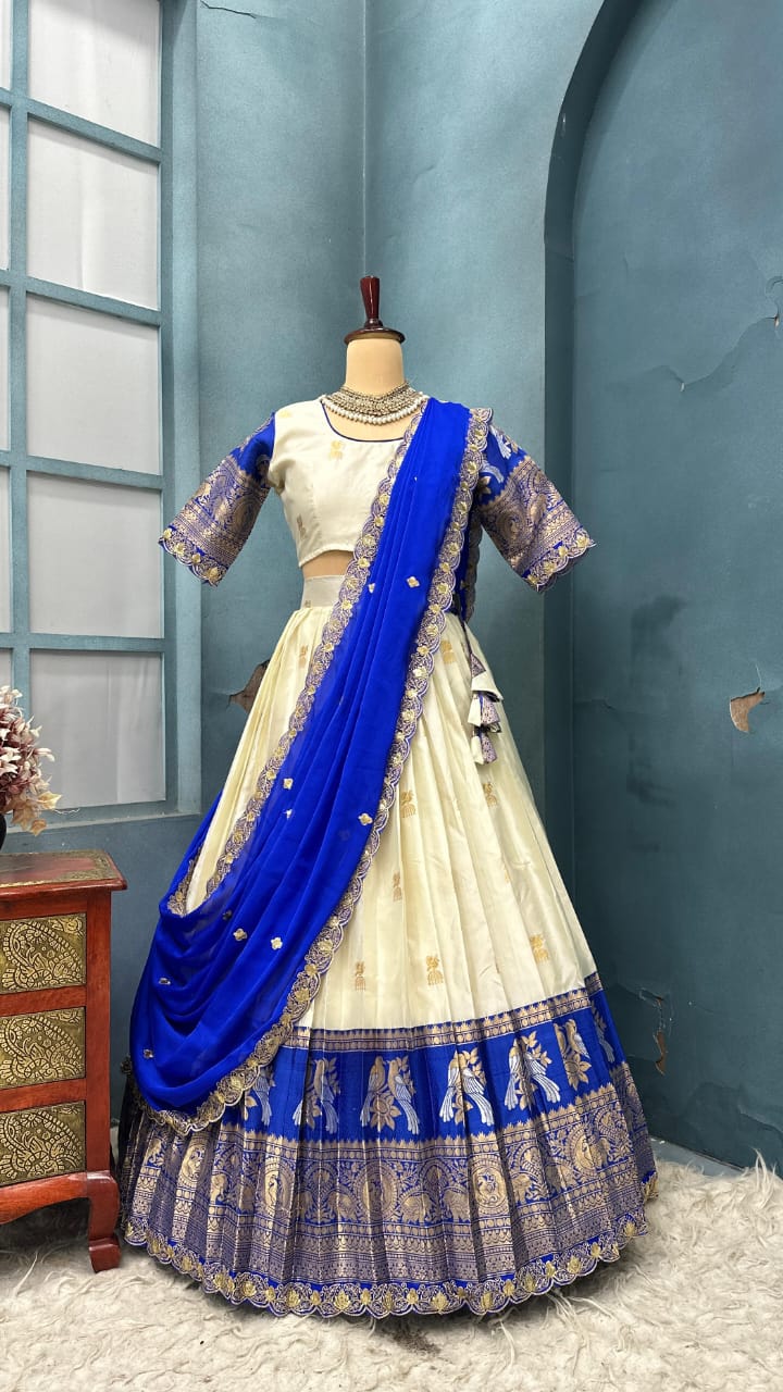 Exclusive Designer Premium Quality Pure Kanjivaram silk full stiched Lehenga