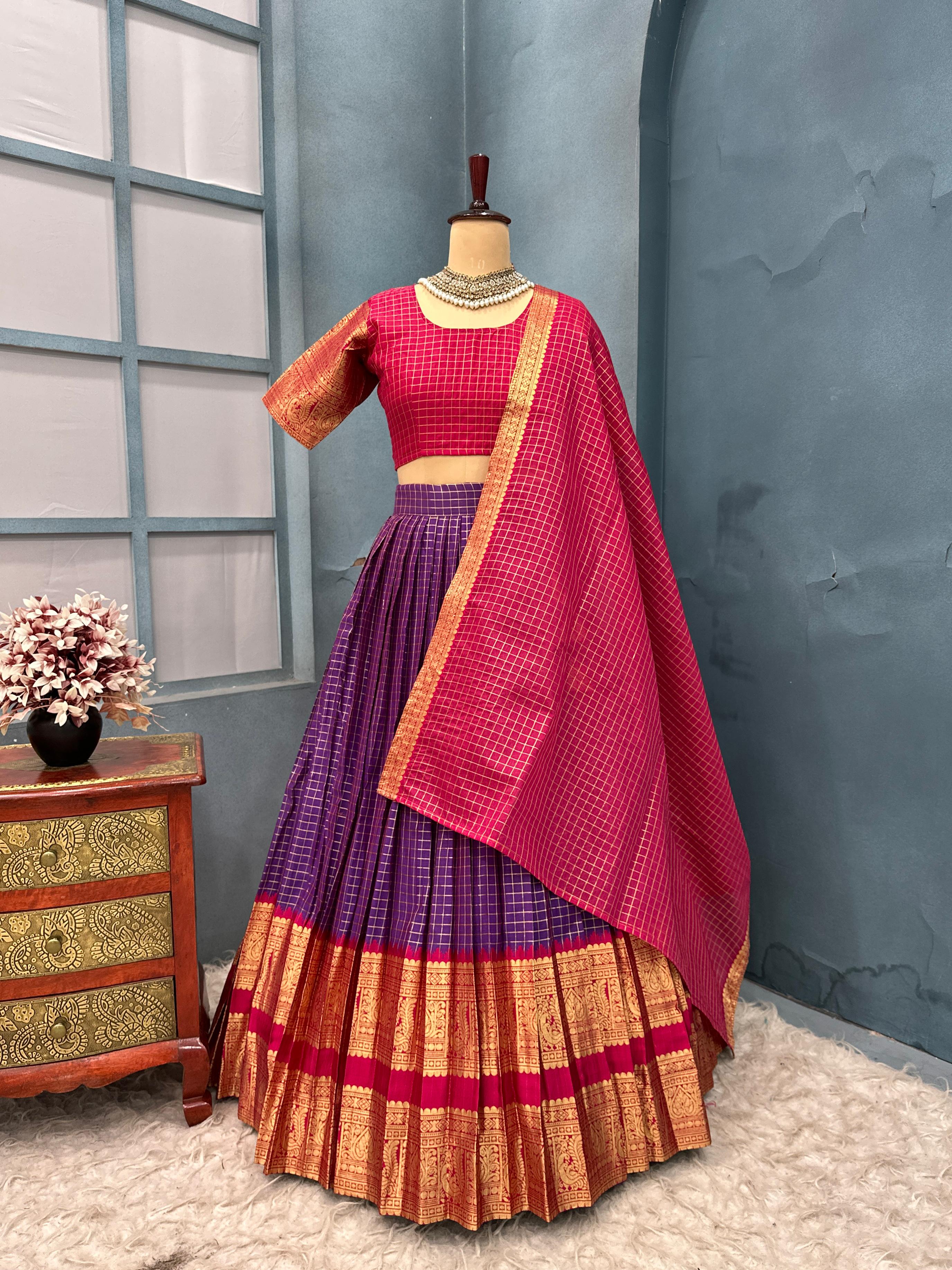 Pure Kanchi Cotton Fully Stitched Lehengas