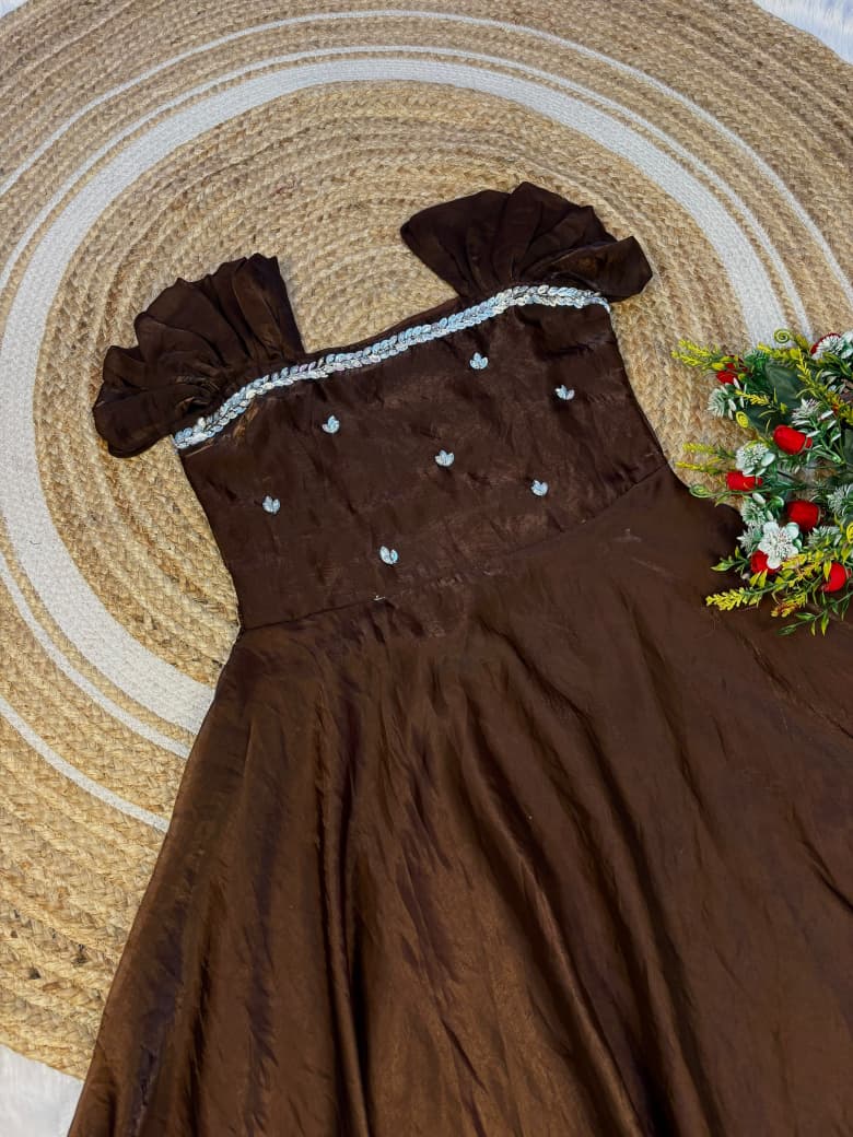 Premium Space Silk Handwork Maxi Gown