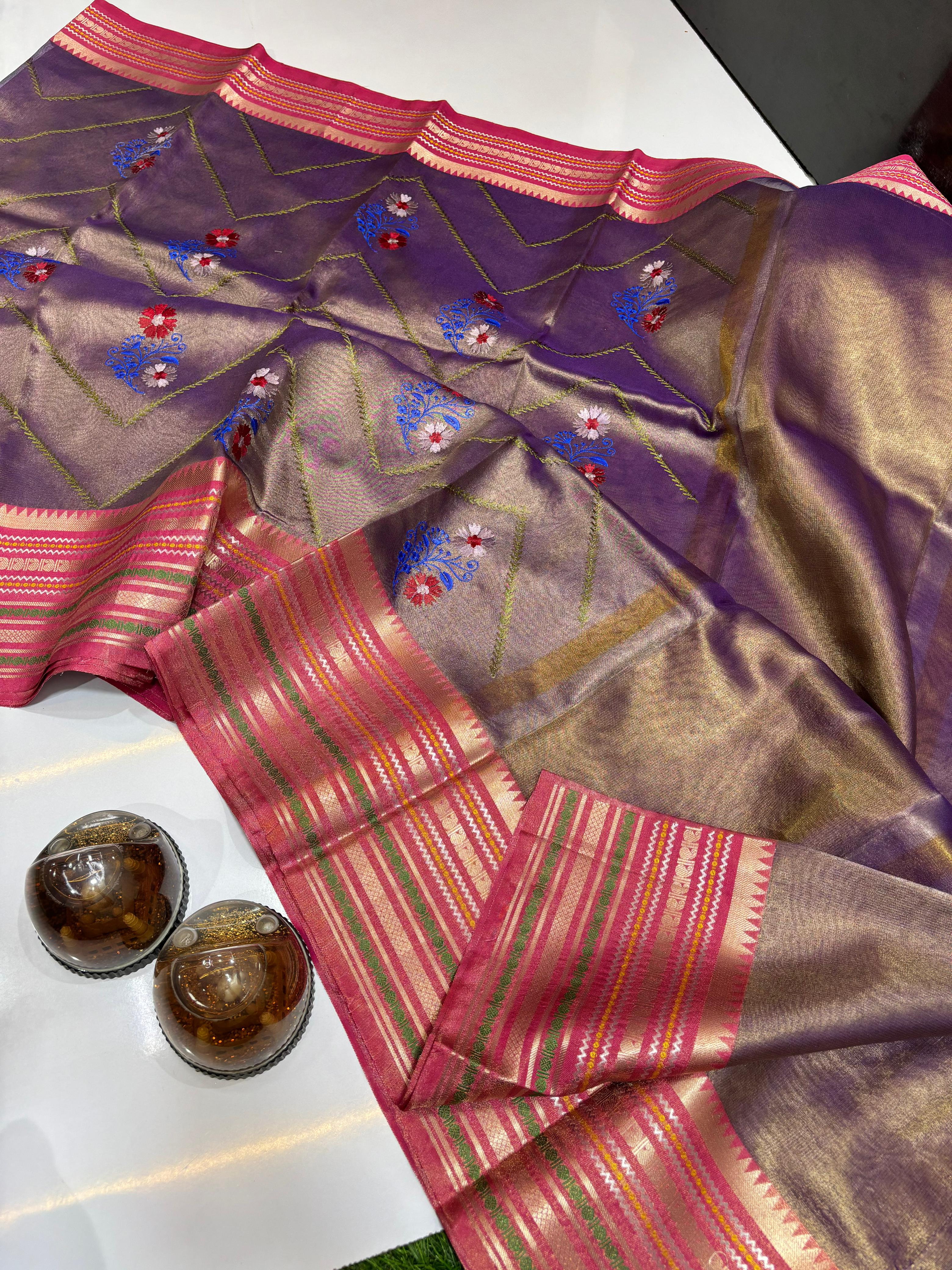 Premium Banarasi Dyble Tissue Silk Sarees