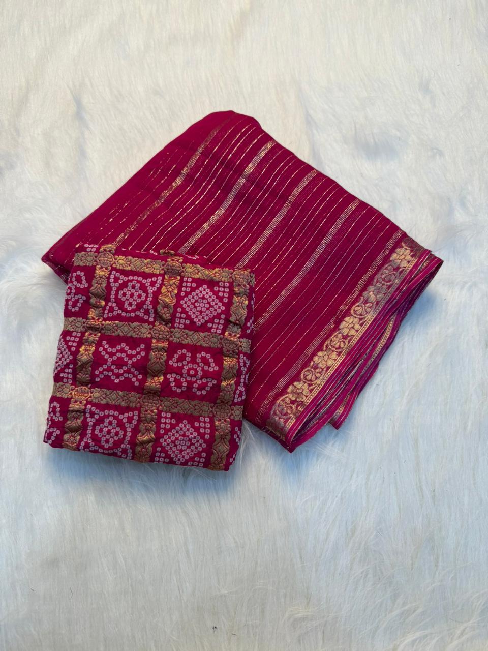Pure Viscose Georgette with Bandini Blouse