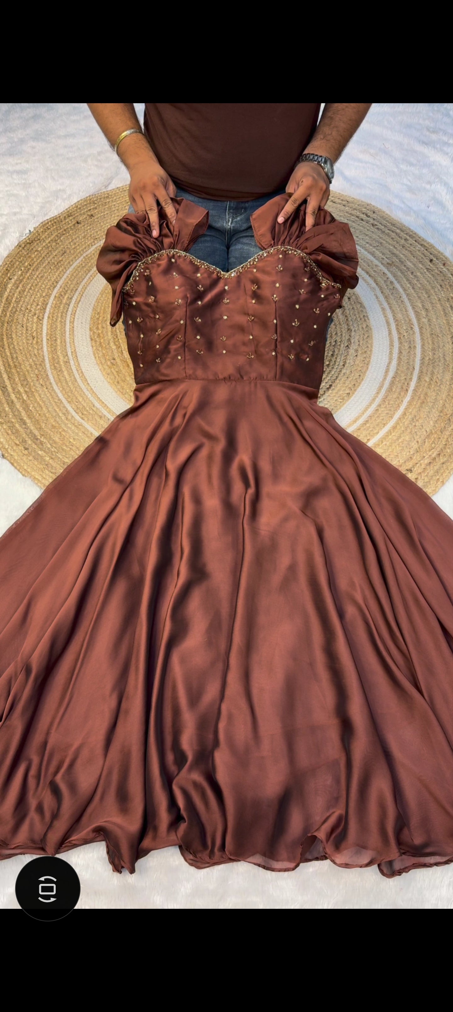 Special Maggam Work Rangoli Silk Gown