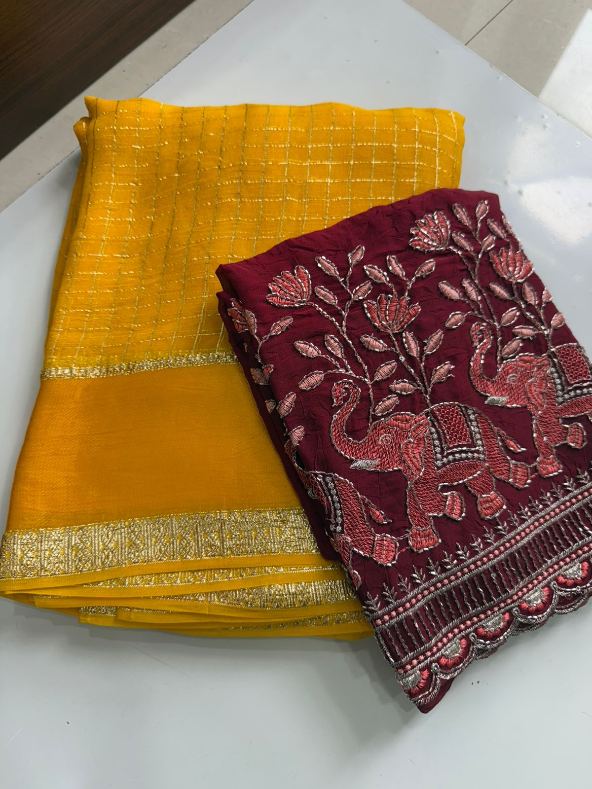 Viscose Georgette Sarees with Sequence Work Blouse
