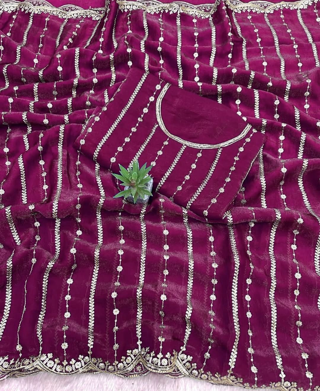 Trendy Soft Crush Satin Space Silk Sarees