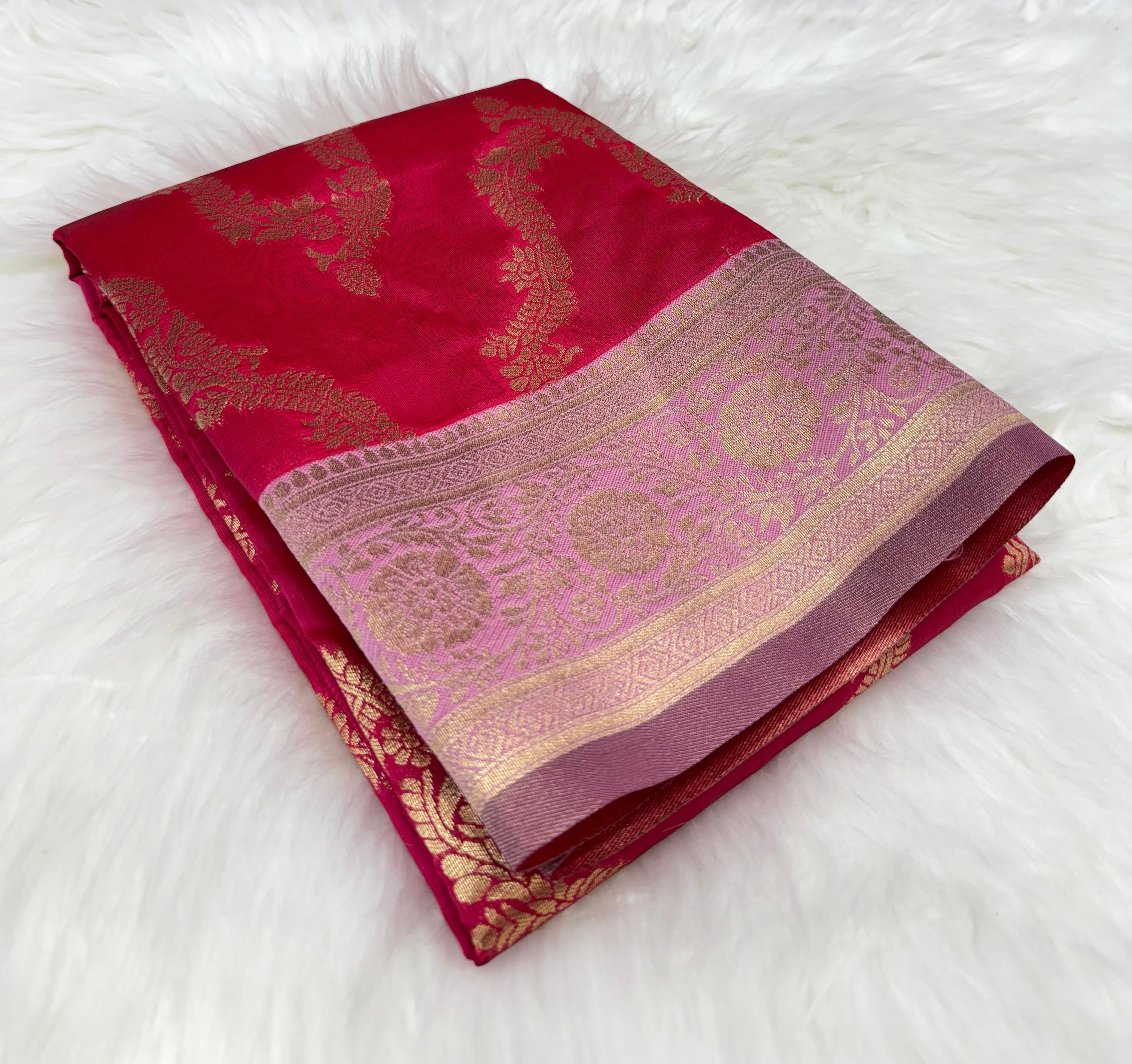 Beautiful Soft Foily Silk Sarees in Semi Kanchipattu Style