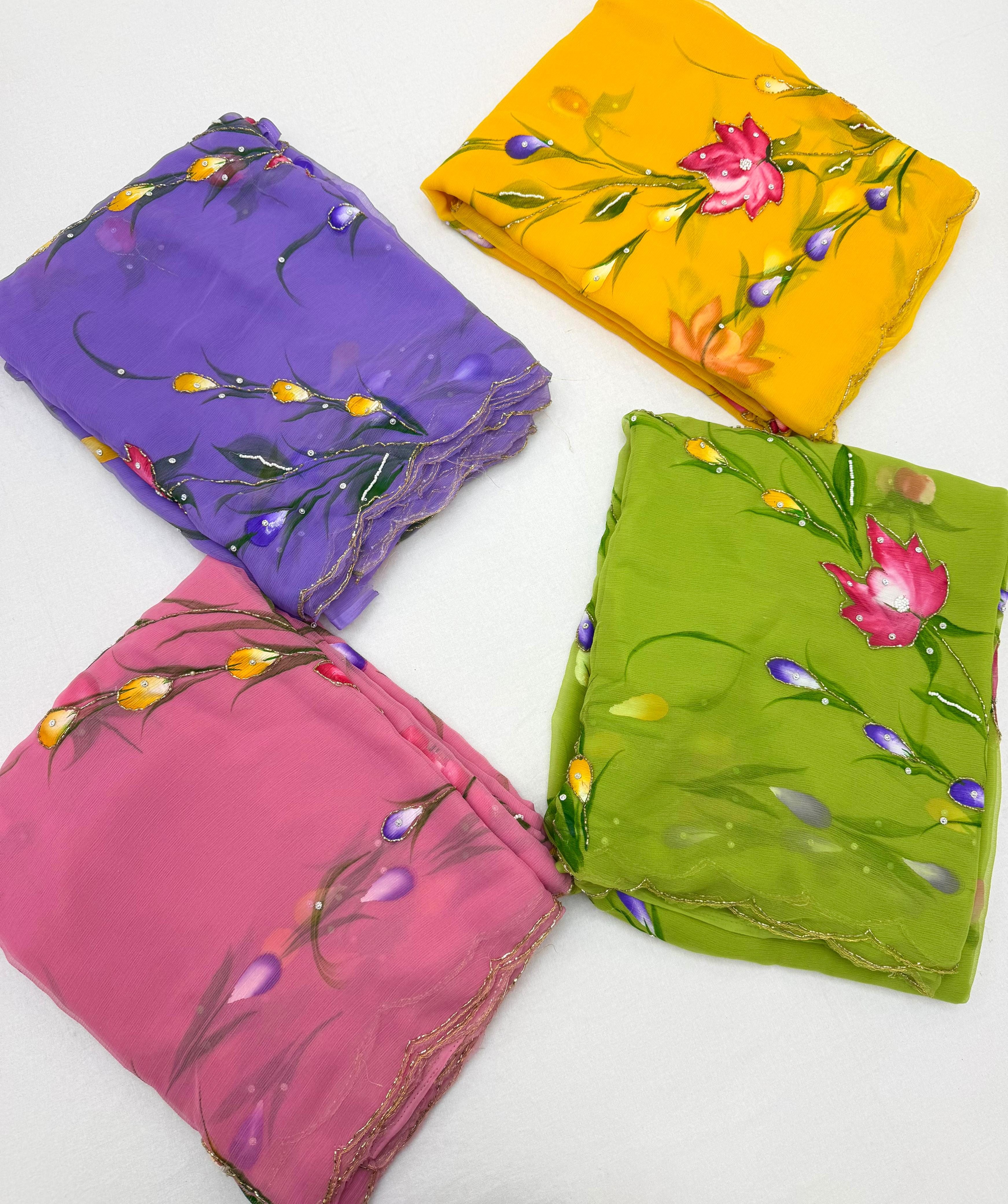 Soft Pure Chiffon Handwork Light Weight Sarees