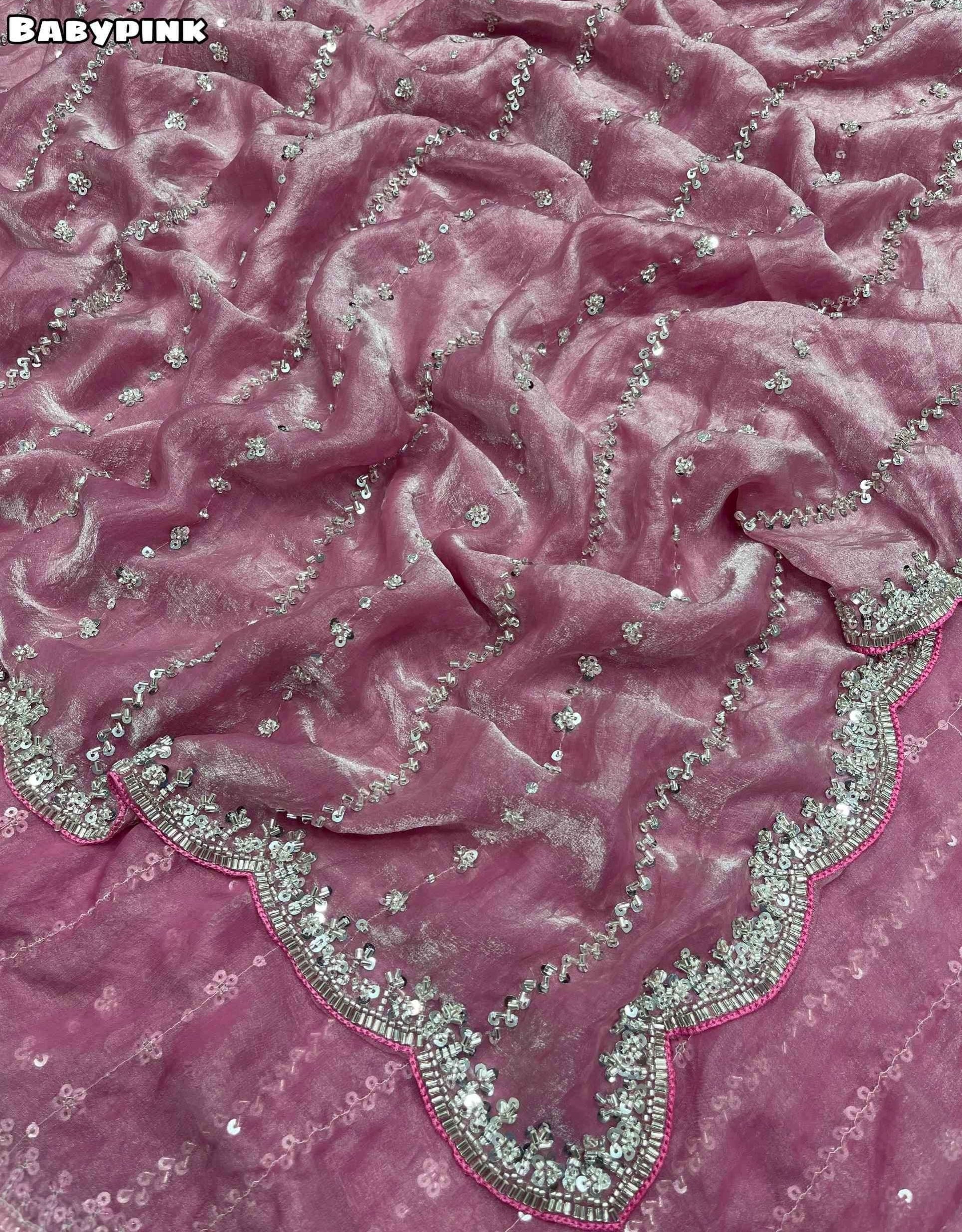 Space Silk Saree with Premium Beads Handwork