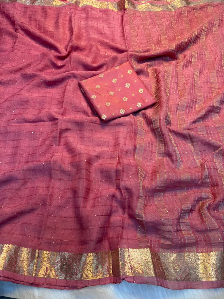 Pure Viscose Georgette Saree with sequence work
