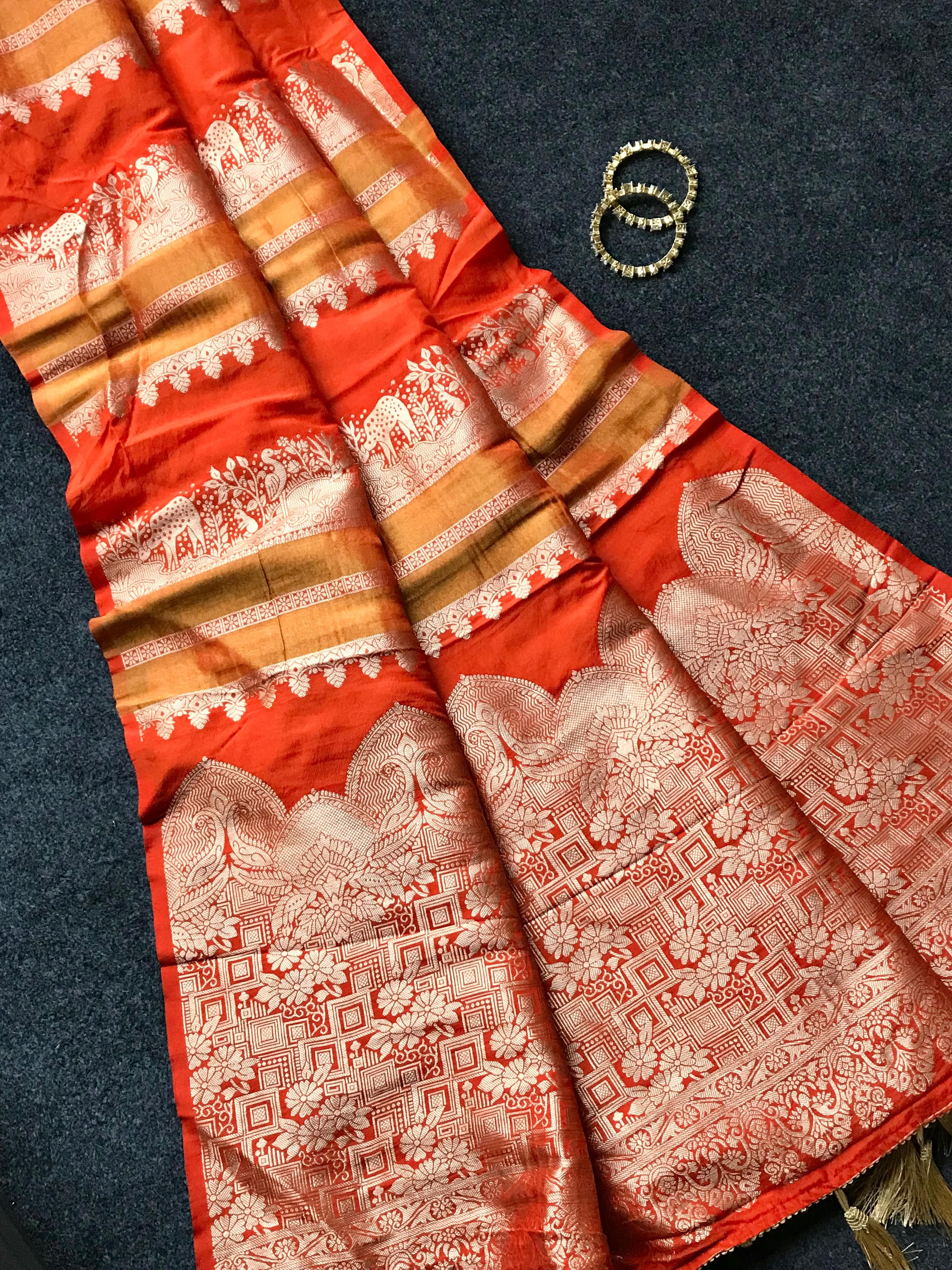 Premium Soft Banarasi Crepe Tissue Silk Sarees
