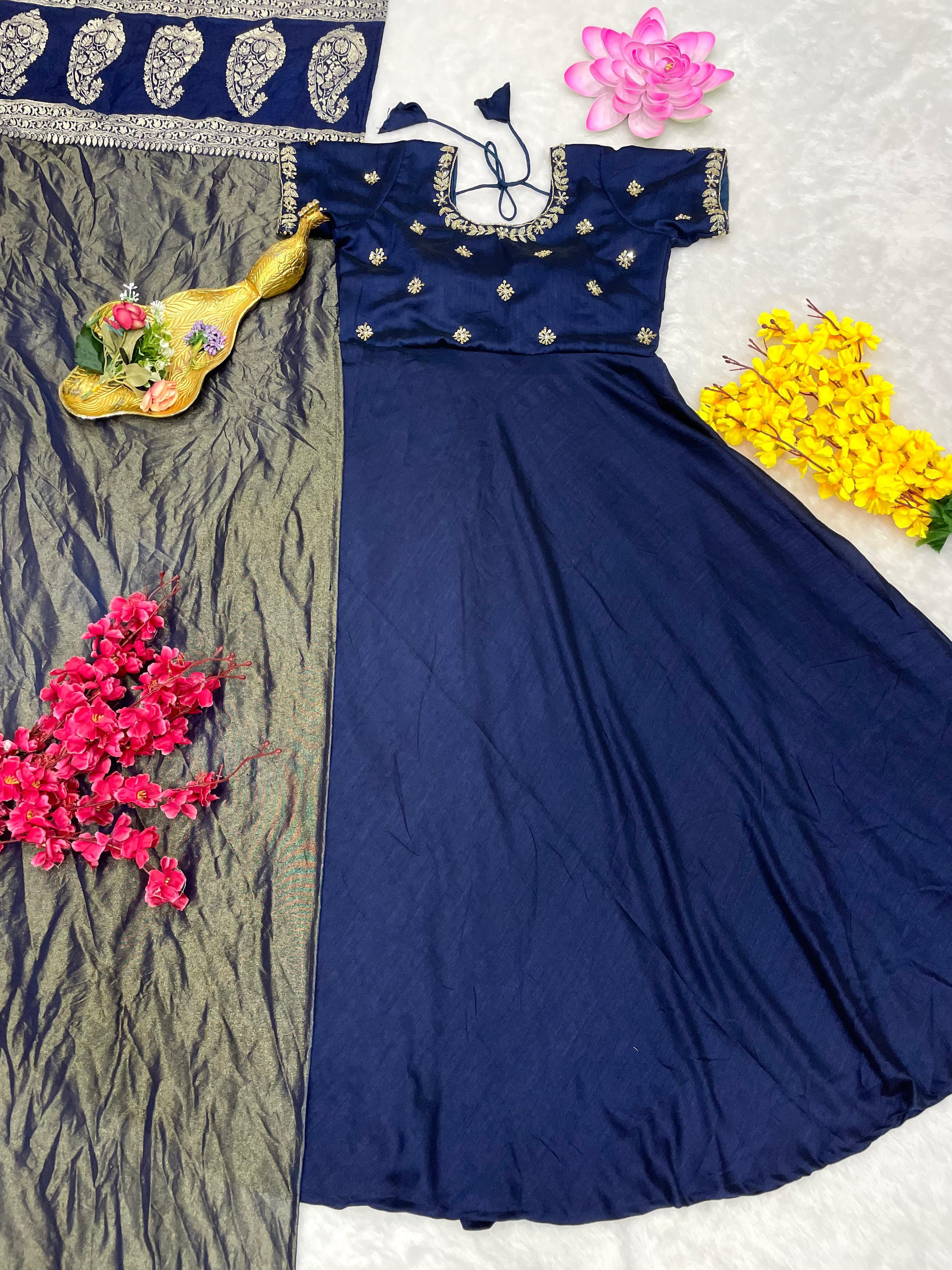 Trending Big Boss Tanuja Style Maggam Work Gown