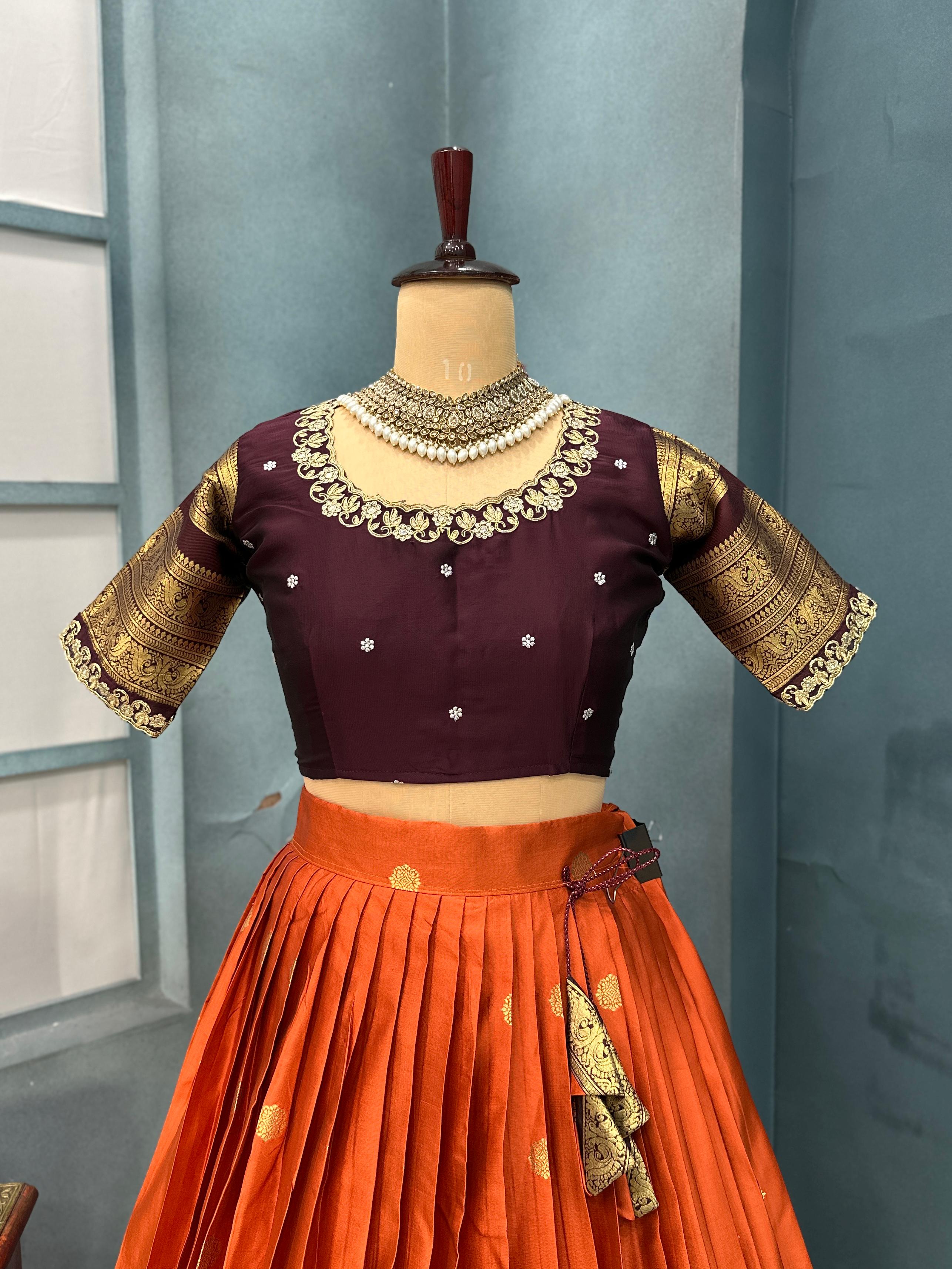 Launch New Exclusive Designer Premium Quality Pure Kanjivaram Silk Full Stitched Lehenga Upto 3XL