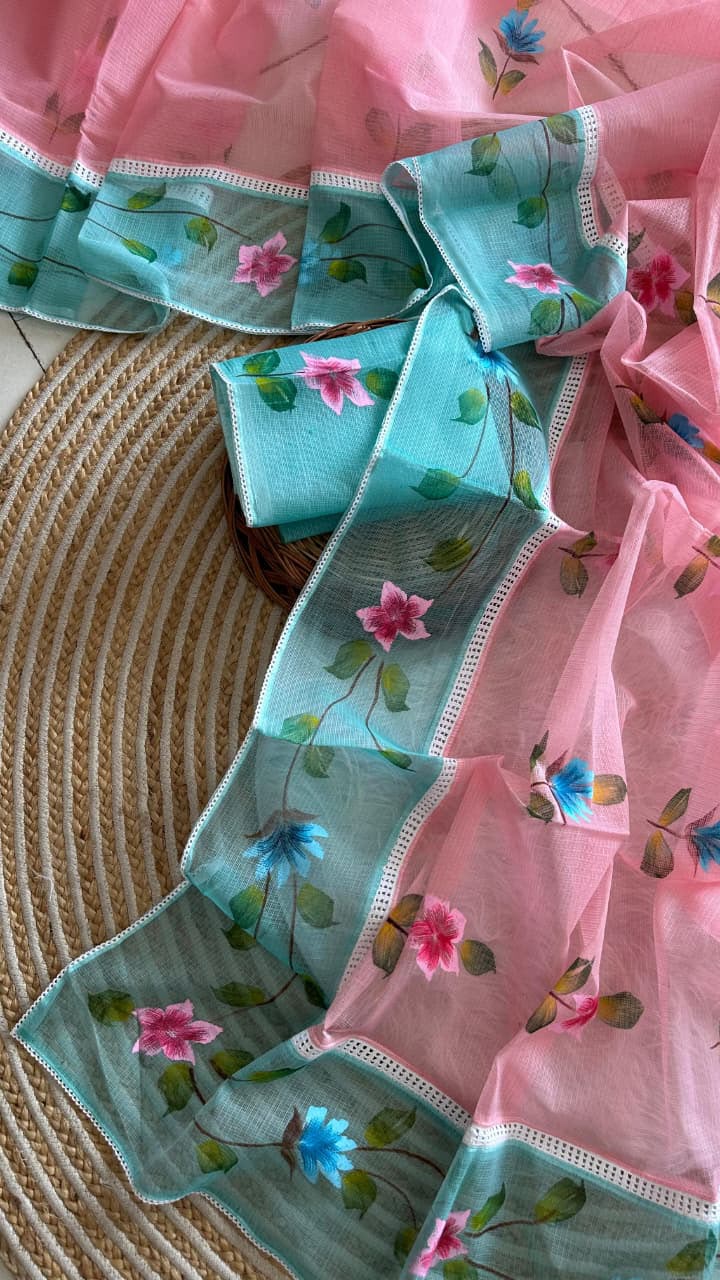 Pure kota hand-painted sarees